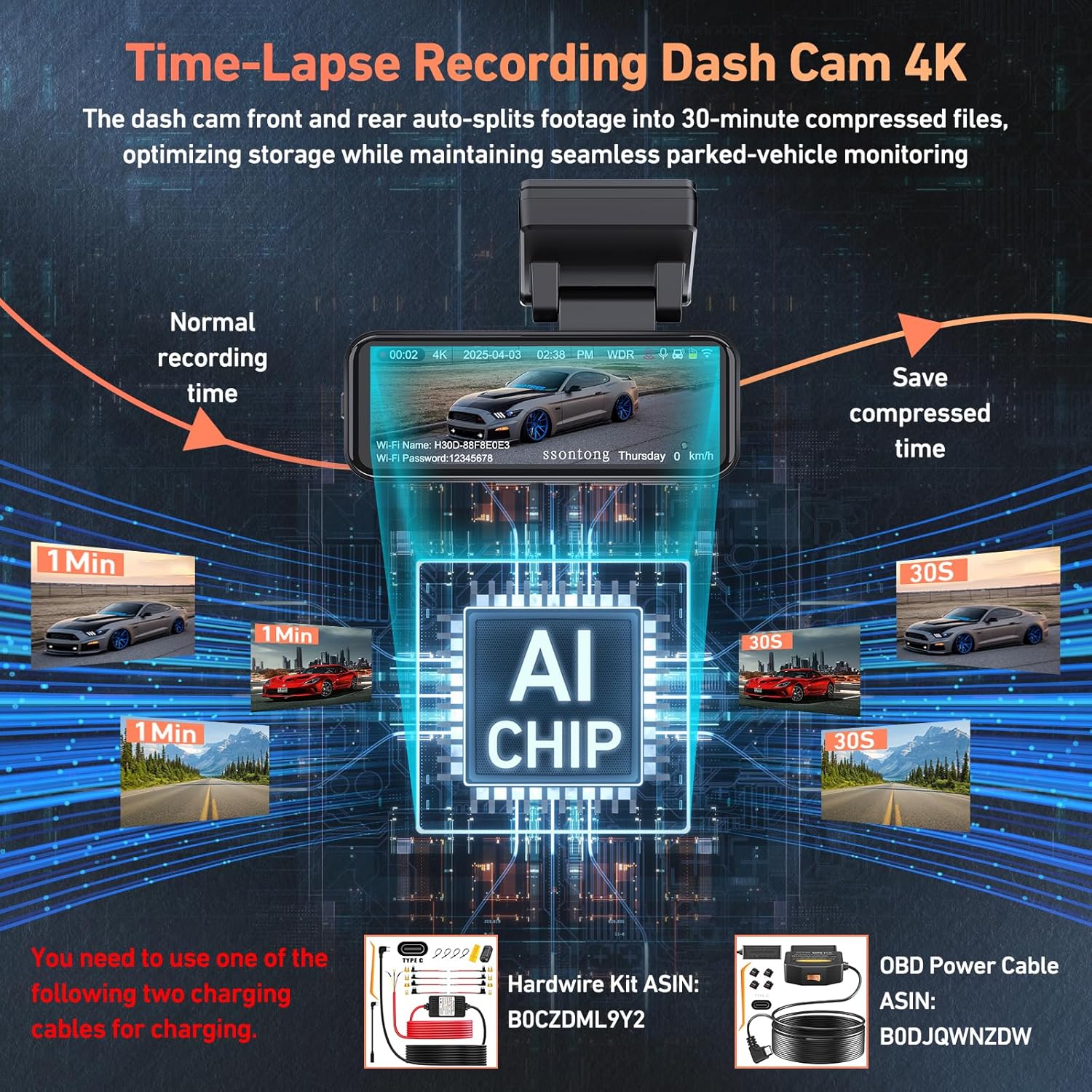 Thumbnail 5 de Dash Cam Front and Rear 4K with GPS