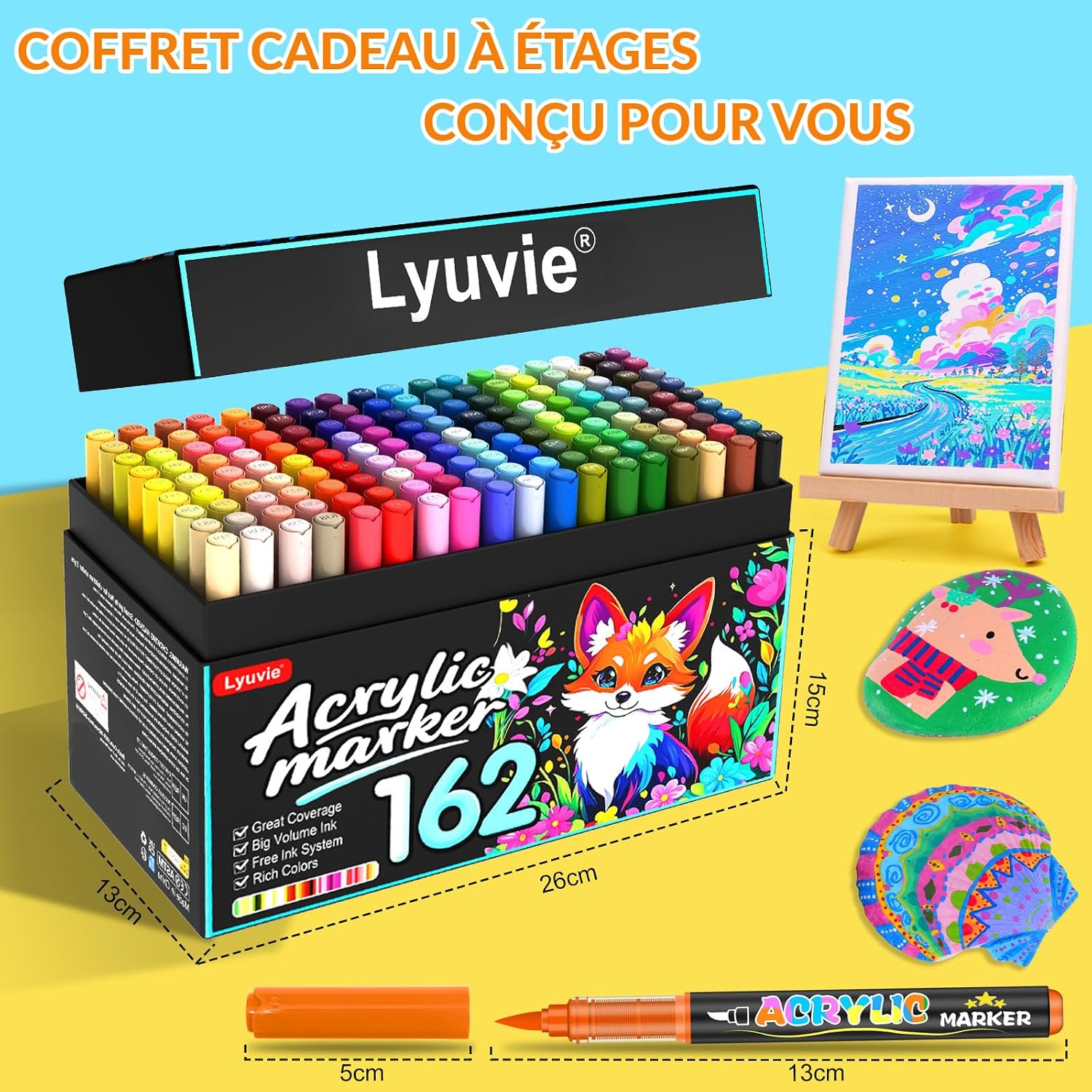 Thumbnail 5 de Lyuvie TOPHXR-089-162 acrylverfmarkers met penseelpunt, 162 kleuren