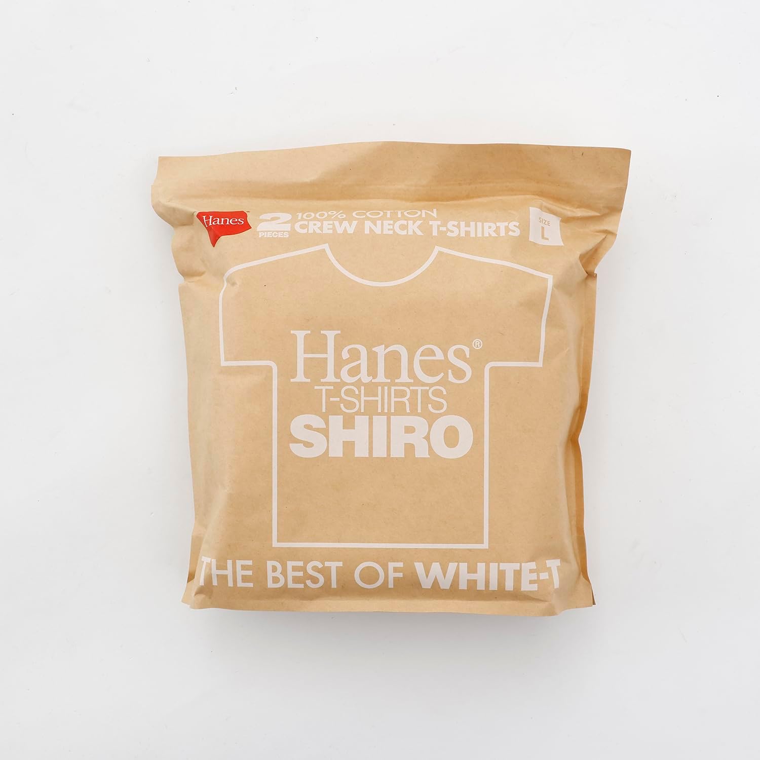 Detalle de Hanes SHIRO HM1-Z701 メンズ半袖Tシャツ 2枚組 綿100%・丸胴・タグレス仕様