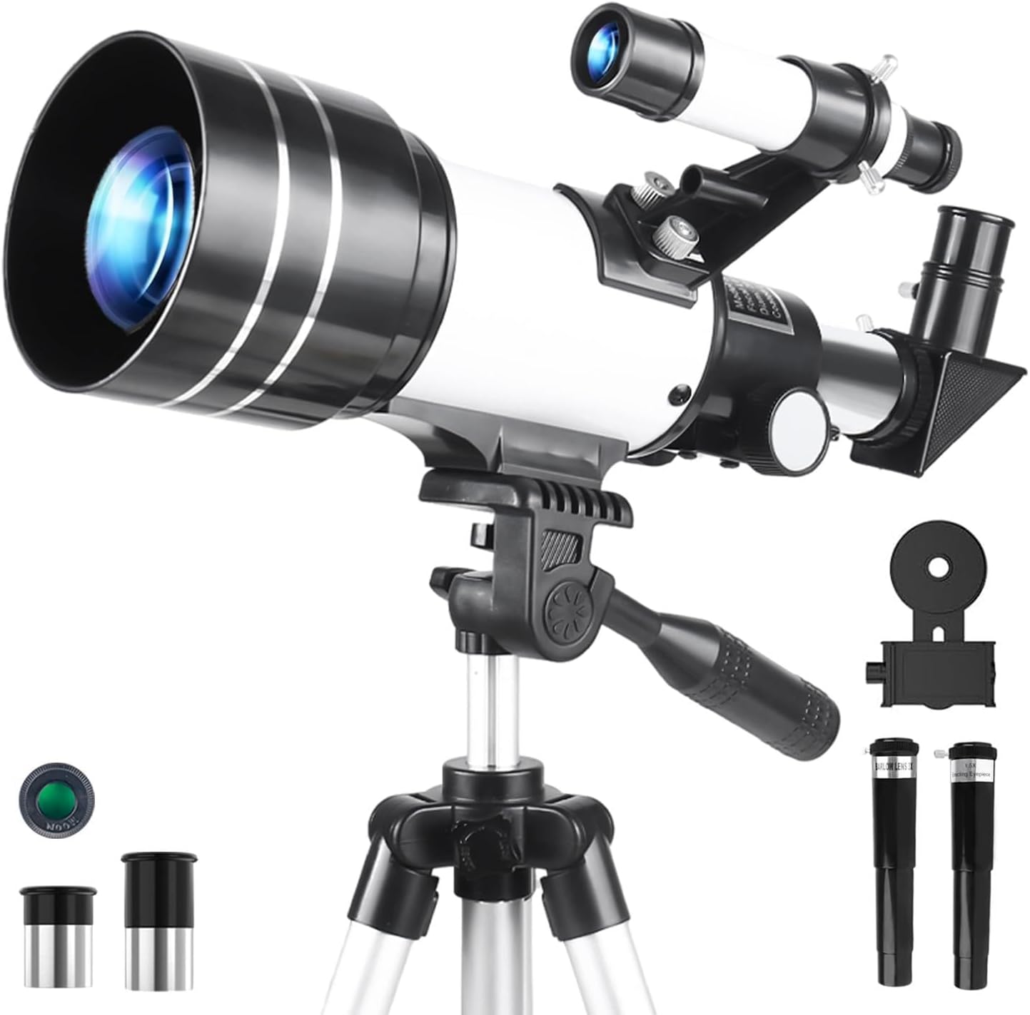 Detalle de Misilmp Telescopio telescopico per adulti e principianti da 70 mm con cercatore 5x24, treppiede regolabile e accessori