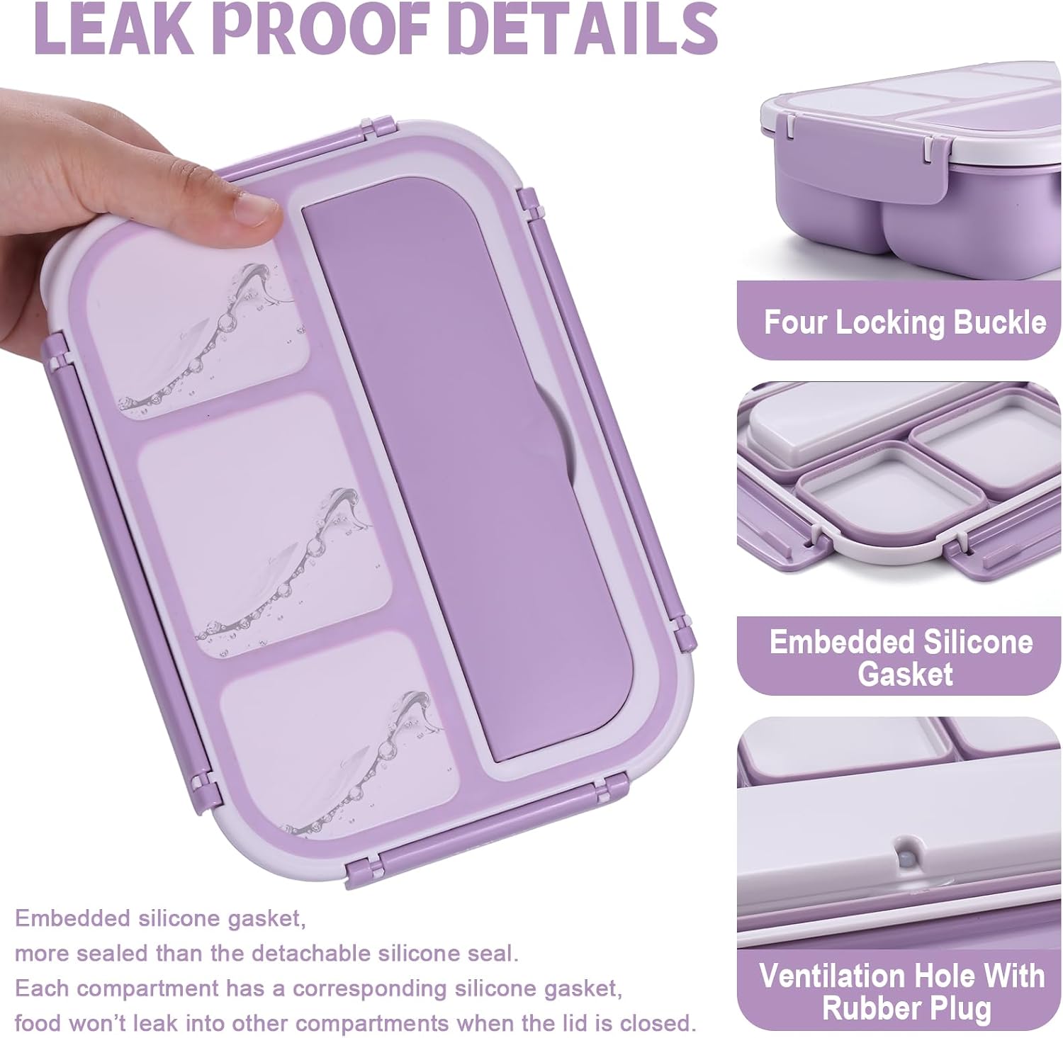 Detalle 2 de Bento Box Adult Lunch Box 40 oz lunch container 🍱