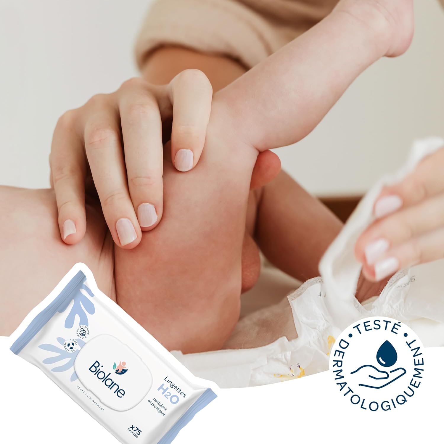 Thumbnail 4 de Biolane Lingettes bébé à l’eau – 900 lingettes (lot de 12 x 75), sans rinçage, dès la naissance