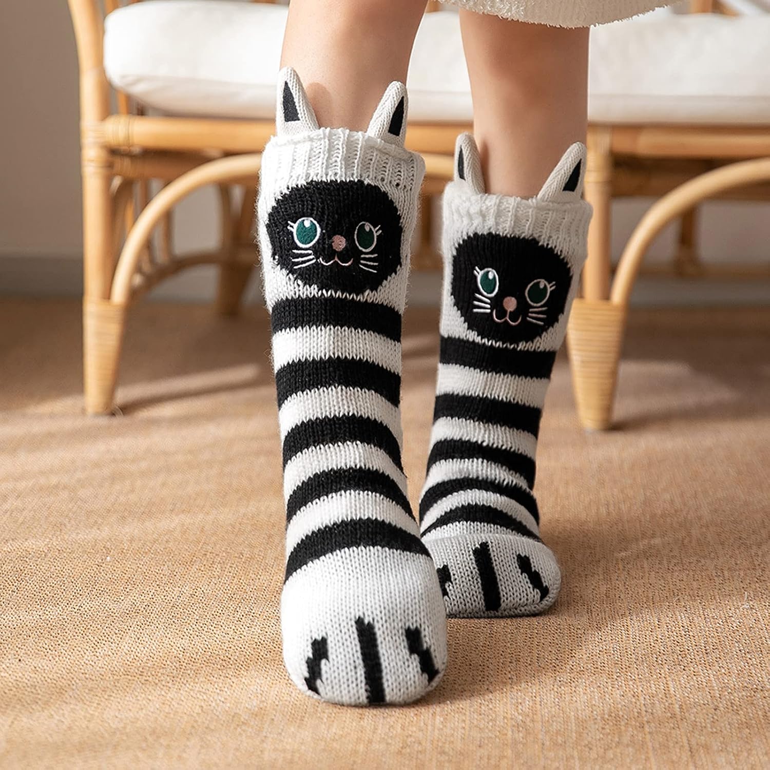 Detalle de LOFIR Calze a Pantofola Donna Morbido e Caldo: Antiscivolo con Dettagli Animali per Inverno