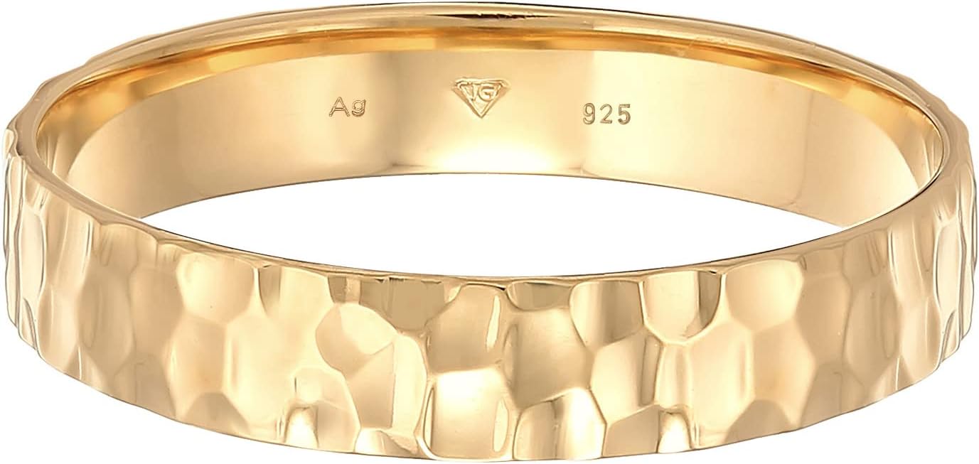 Thumbnail 1 de Kuzzoi Herrenring 4 mm aus 925 Sterlingsilber vergoldet – handgefertigter Bandring mit gehämmertem Finish, Ringgröße 60–66