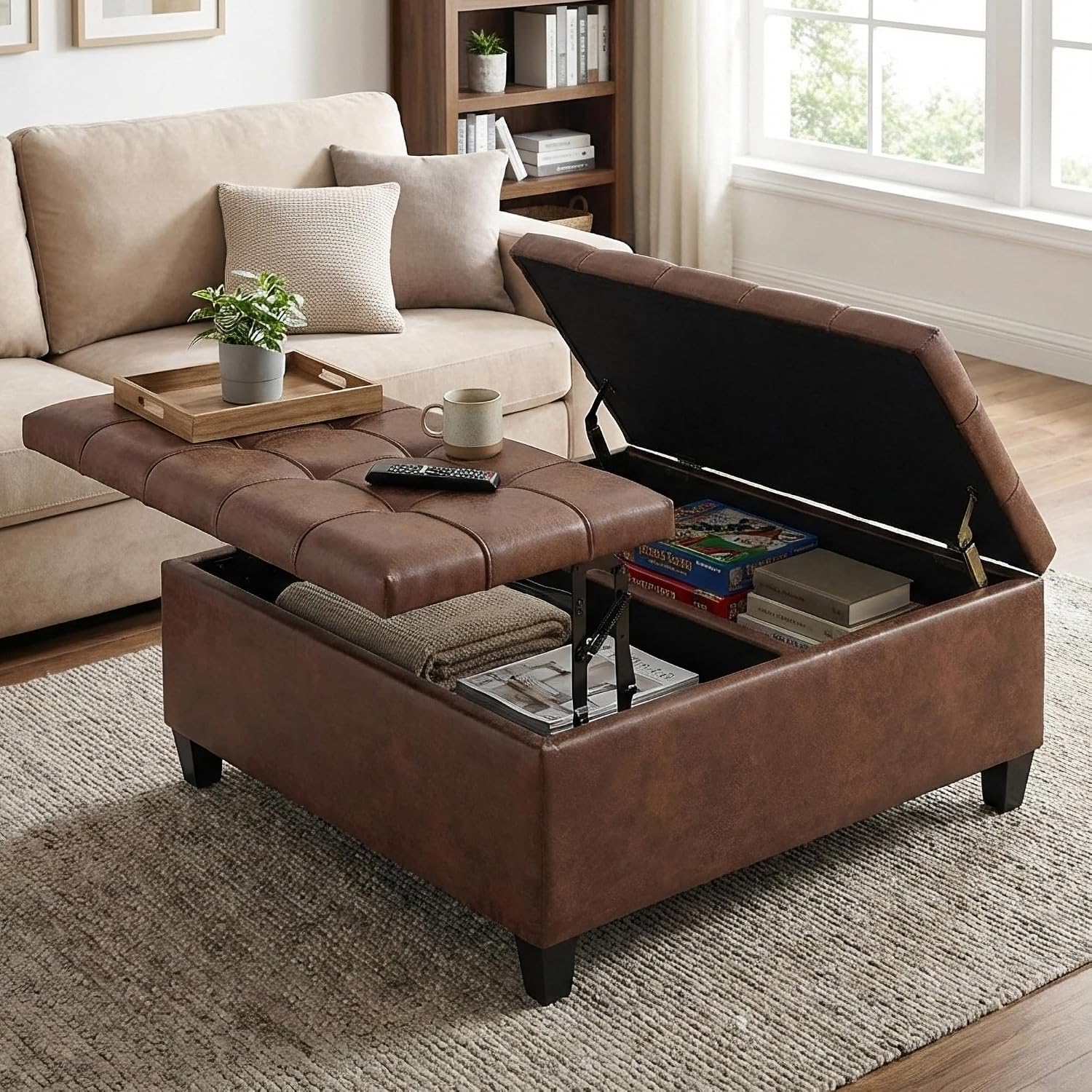 Detalle de SIMPLIHOME Lift-Top Ottoman, 36-Inch