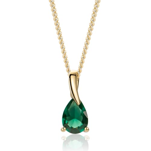 Detalle de Miore colgante mujer en oro amarillo de 9 ct (375) con esmeralda verde sintética
