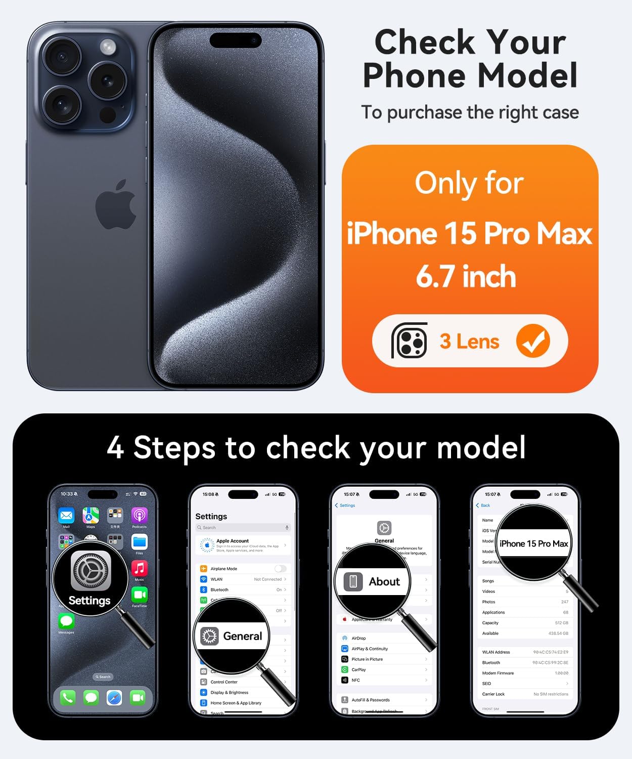 Thumbnail 1 de CANSHN Magnetic iPhone 15 Pro Max Case 6.7