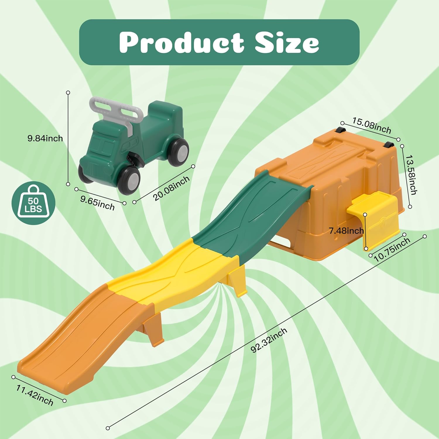 Detalle de HAPPYMATY Up & Down Roller Coaster: Kids Ride On Toy with Built-In Track and Storage