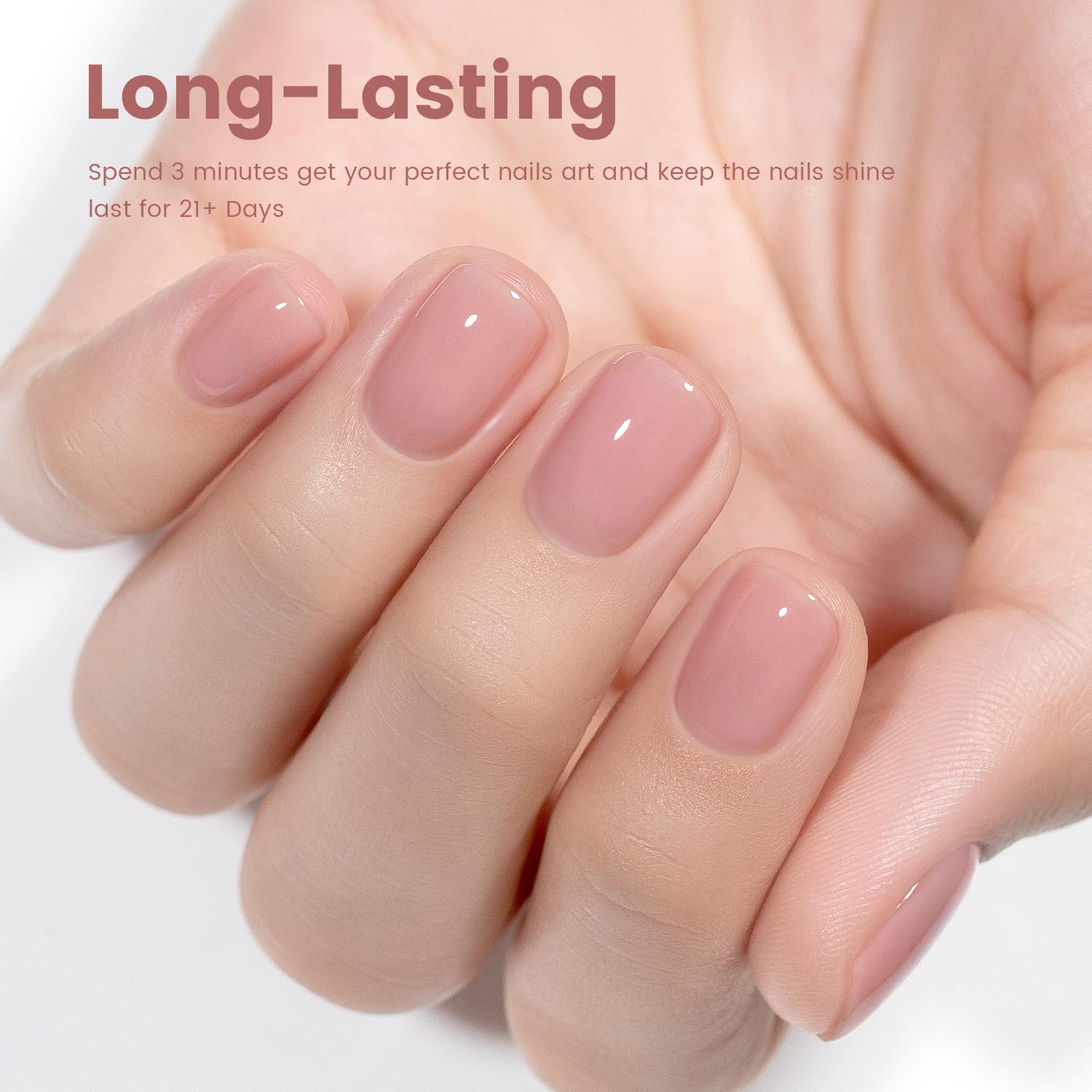 Detalle de RARJSM Nude Jelly Gel Nail Polish (Gray Mauve Pink Neutral Skin Tone) — Sheer Pink 15ml, UV/LED Cured, Home Salon DIY