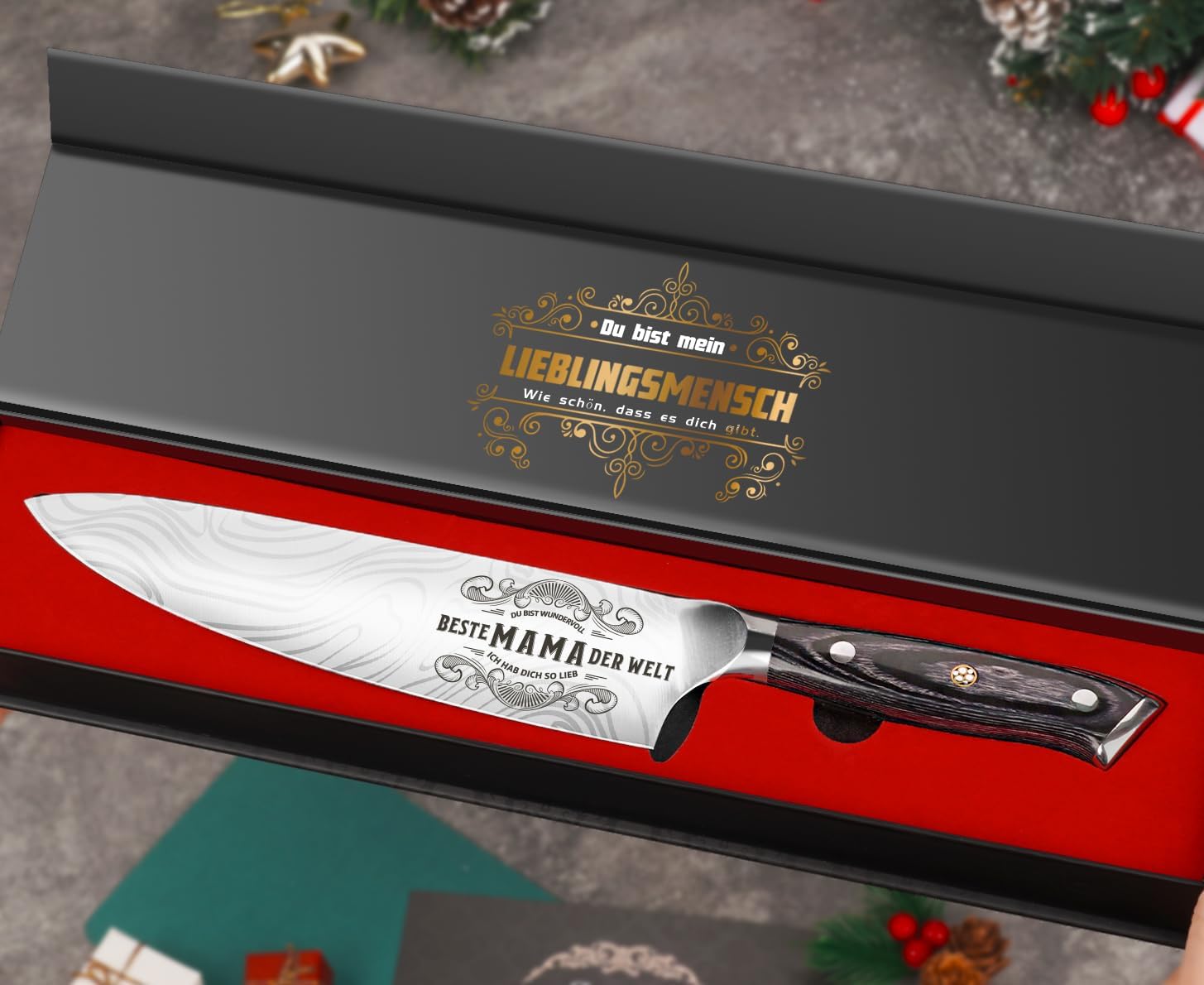 Thumbnail 6 de Küchenmesser Scharf Muttertagsgeschenk – 34 cm Kochmesser, Profi-Messer mit Gravur, Geschenkidee für Mama
