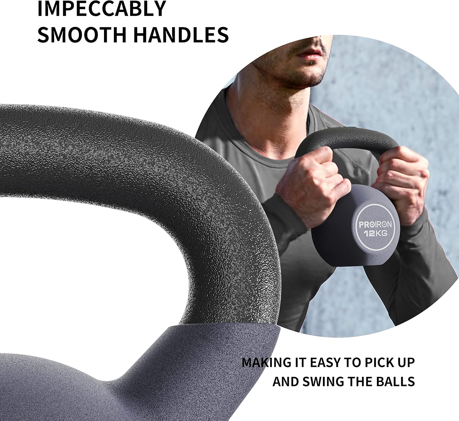 Detalle de PROIRON Cast Iron / Neoprene Coated Kettlebell (4kg–24kg) for Home Gym