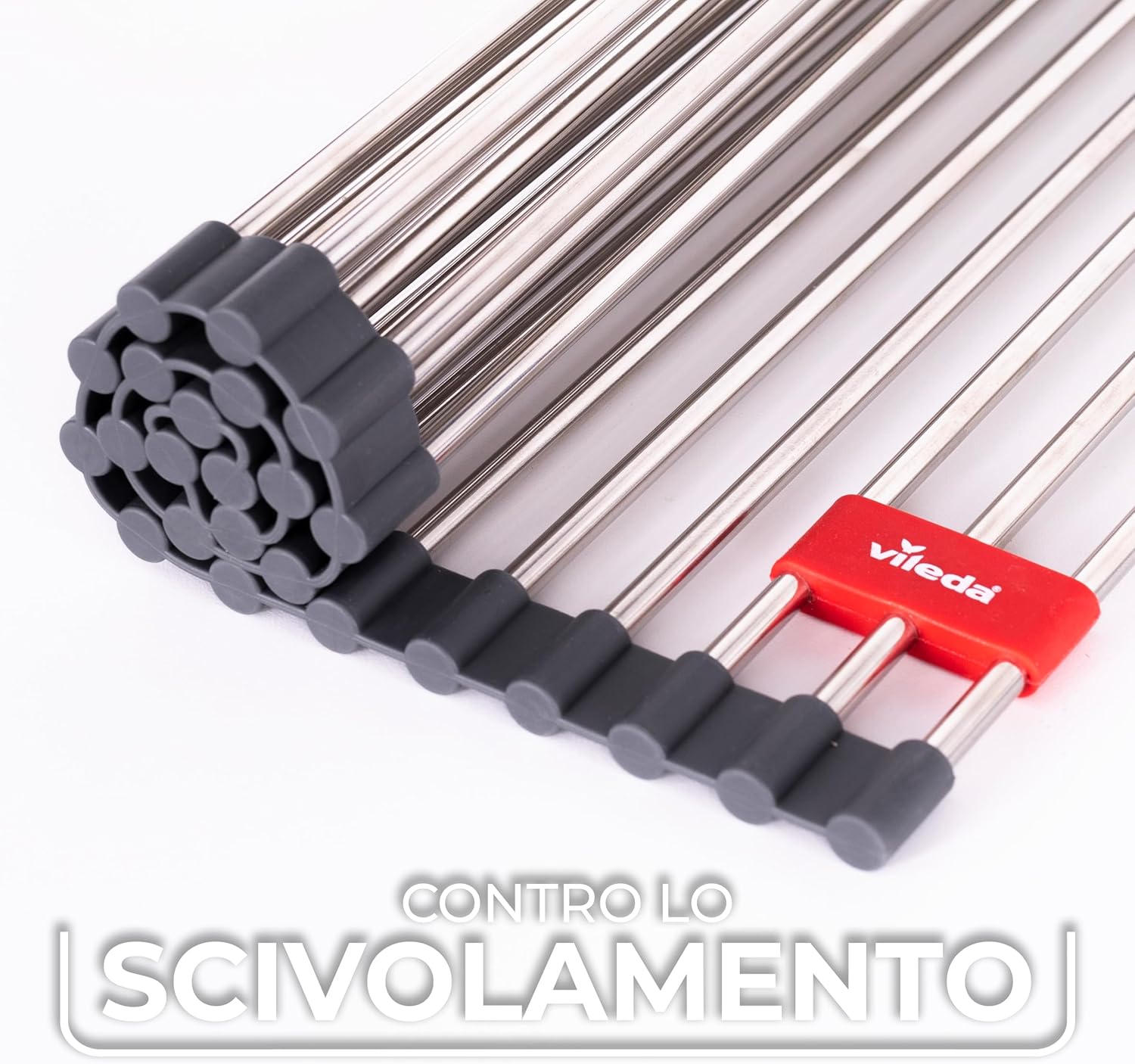 Thumbnail 6 de Scolapiatti arrotolabile per lavello 45x40 cm in acciaio inox e TPE – 24 aste, pieghevole