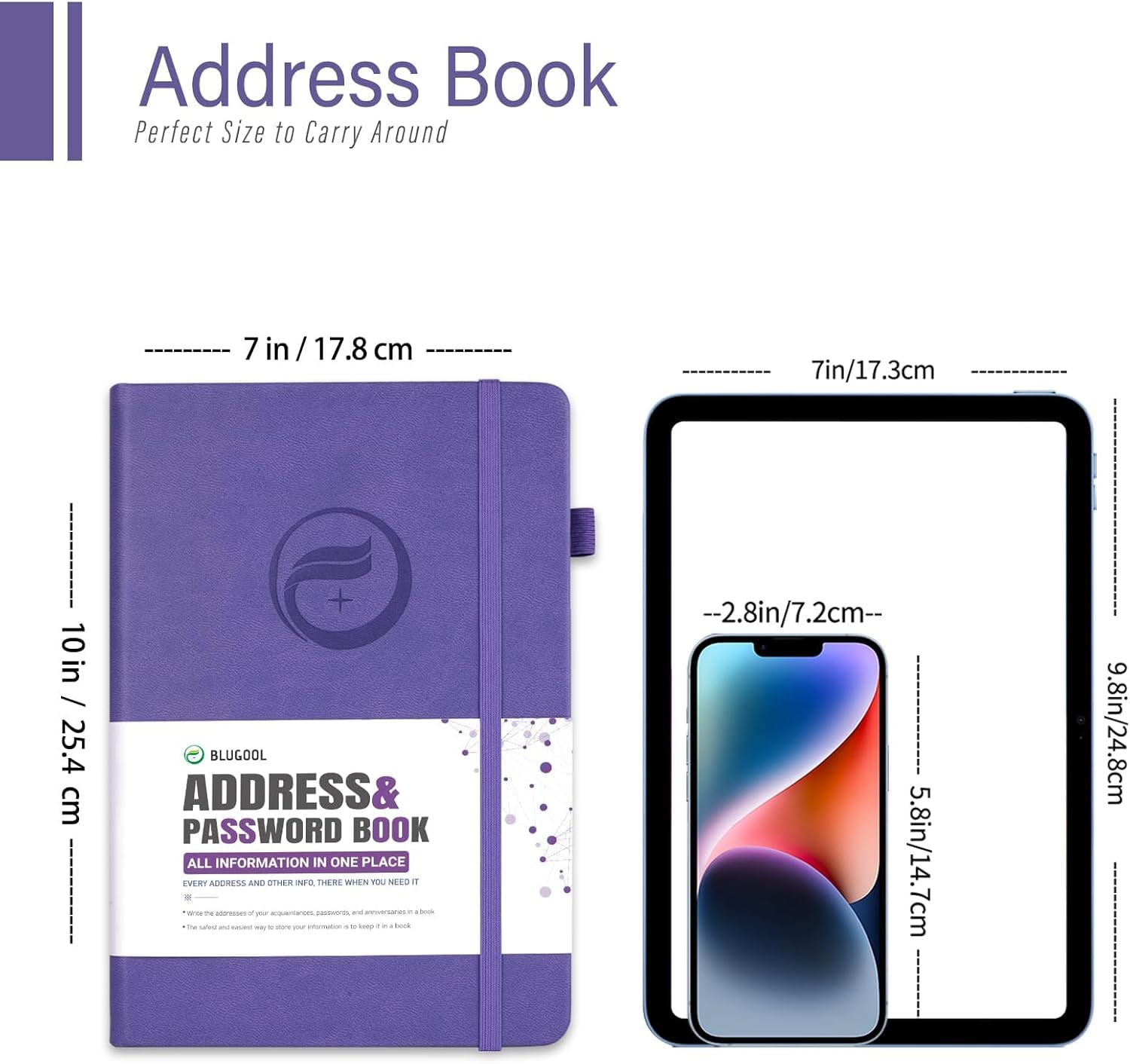 Detalle de Blugool AKO4 Hardcover Address Book, 7 x 10 Inch with A–Z Tabs