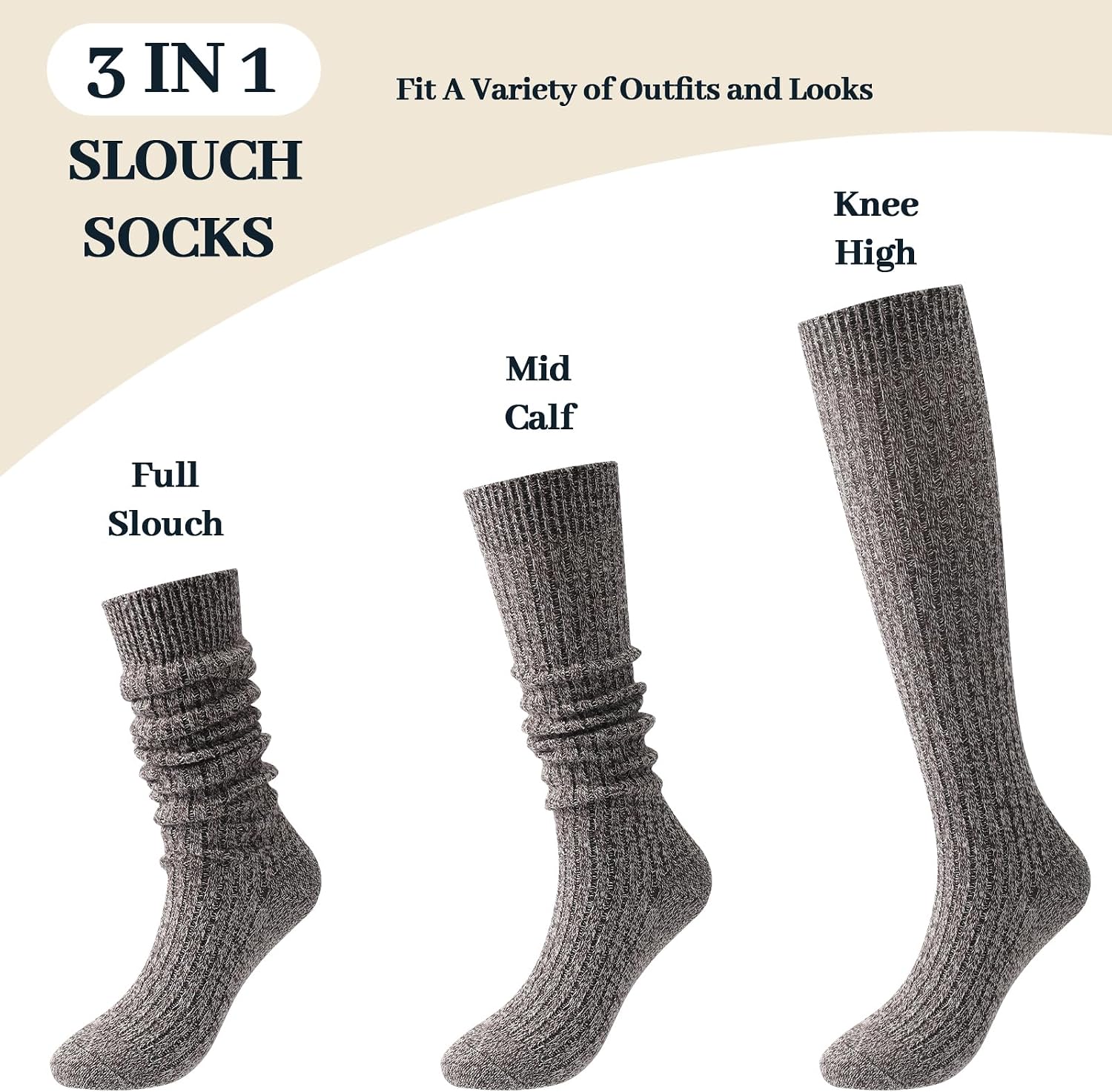 Detalle 2 de Pleneal 3-Pair Slouch Scrunch Socks