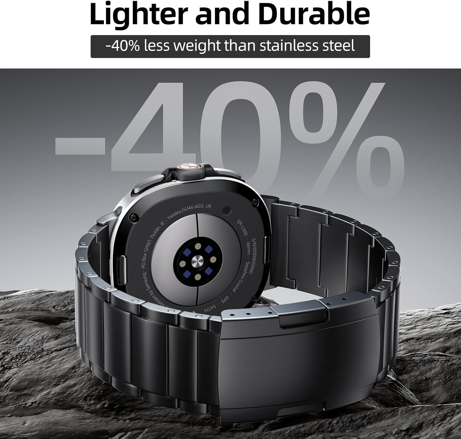 Thumbnail 1 de LULULOOK Titanium Strap for Samsung Galaxy Watch 8 & 8 Classic (2025) – Adjustable 40/44mm and 46mm, Folding Clasp