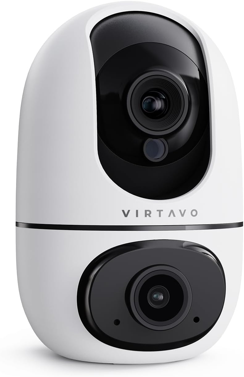 Detalle de VIRTAVO XD1: Telecamera WiFi interno a doppio obiettivo per sorveglianza domestica 360°
