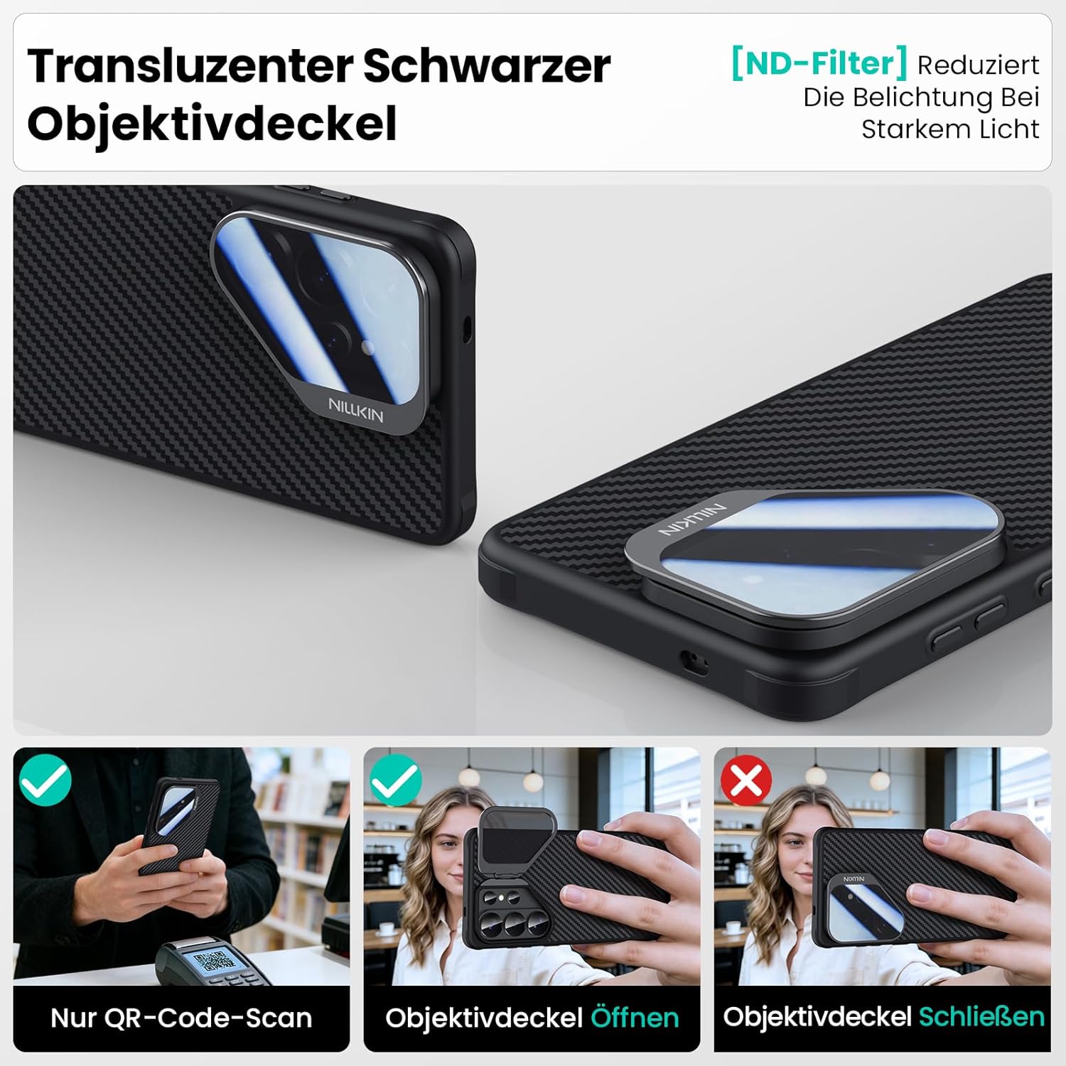 Thumbnail 6 de Nillkin Hülle für Samsung Galaxy S26 Ultra – MagSafe kompatibel, getönter Kamera-Schutzdeckel & Ständer, 1500D Aramidfaser
