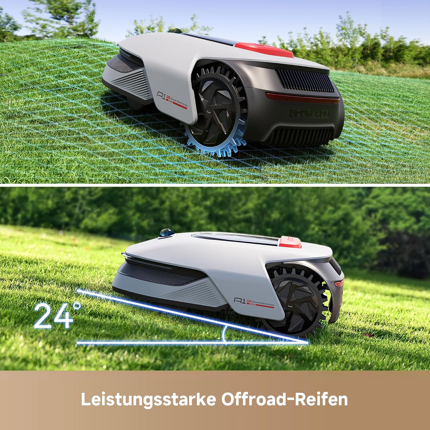 Detalle de Dreame Mähroboter A1 Pro mit Garage – kabellose Begrenzungs-Einrichtung, App-Steuerung, 2000 m²
