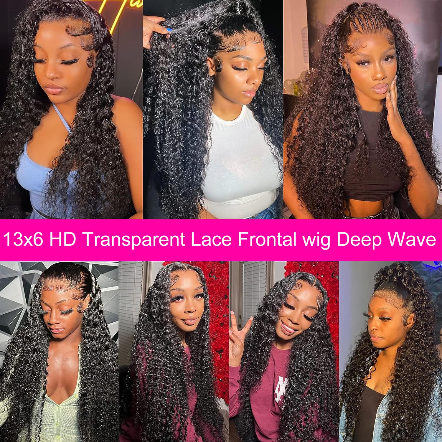 Thumbnail 6 de Lemeiily 30-Inch Deep Wave HD Lace Front Human Hair Wig
