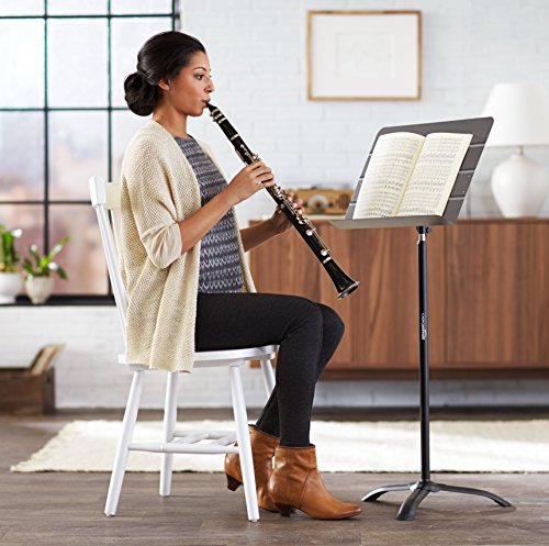 Thumbnail 1 de Amazon Basics Leggio per Spartiti Pieghevole per Orchestra, Altezza Regolabile 108–162 cm, Inclinabile, Pieghevole per Uso in Piedi o Seduto