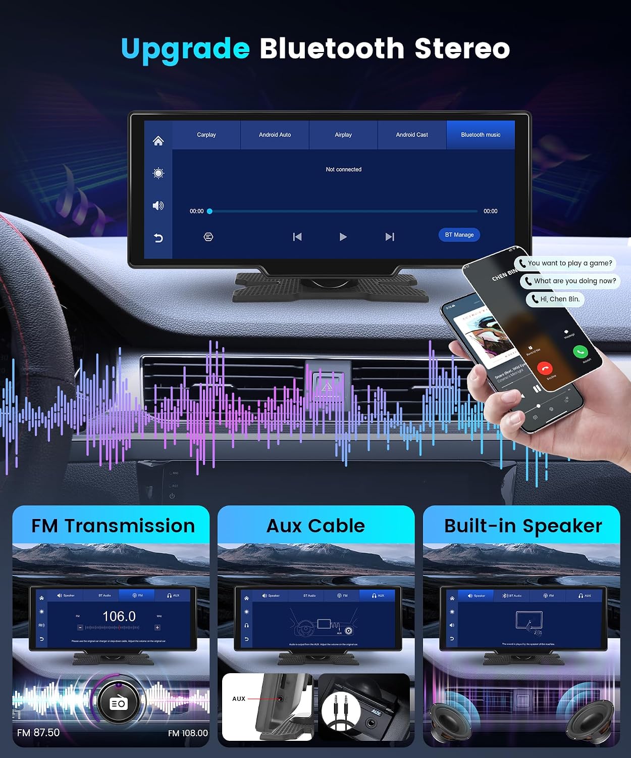 Thumbnail 3 de Podofo Autoradio CarPlay 10,26 pouces