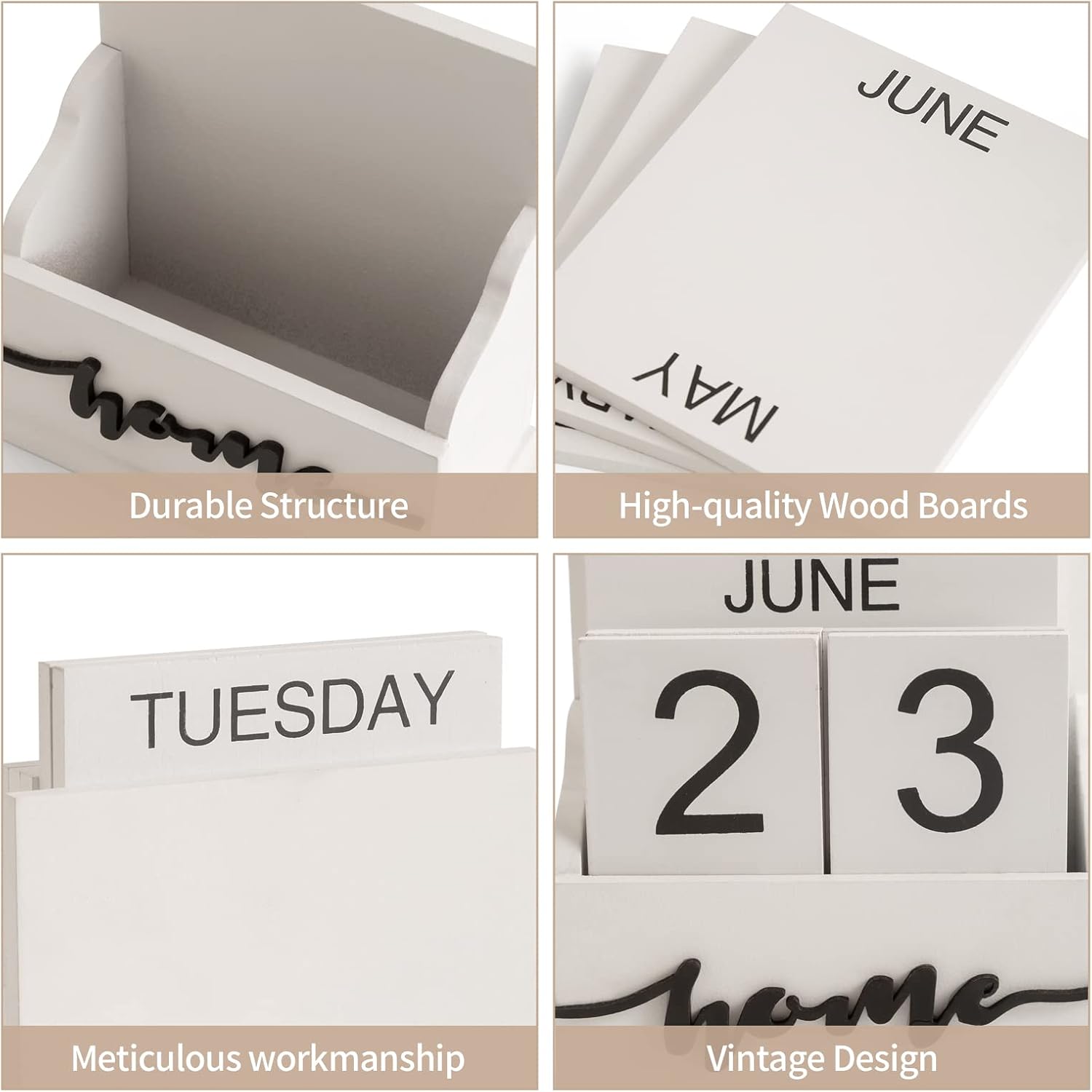 Thumbnail 2 de Wooden Perpetual Desk Calendar