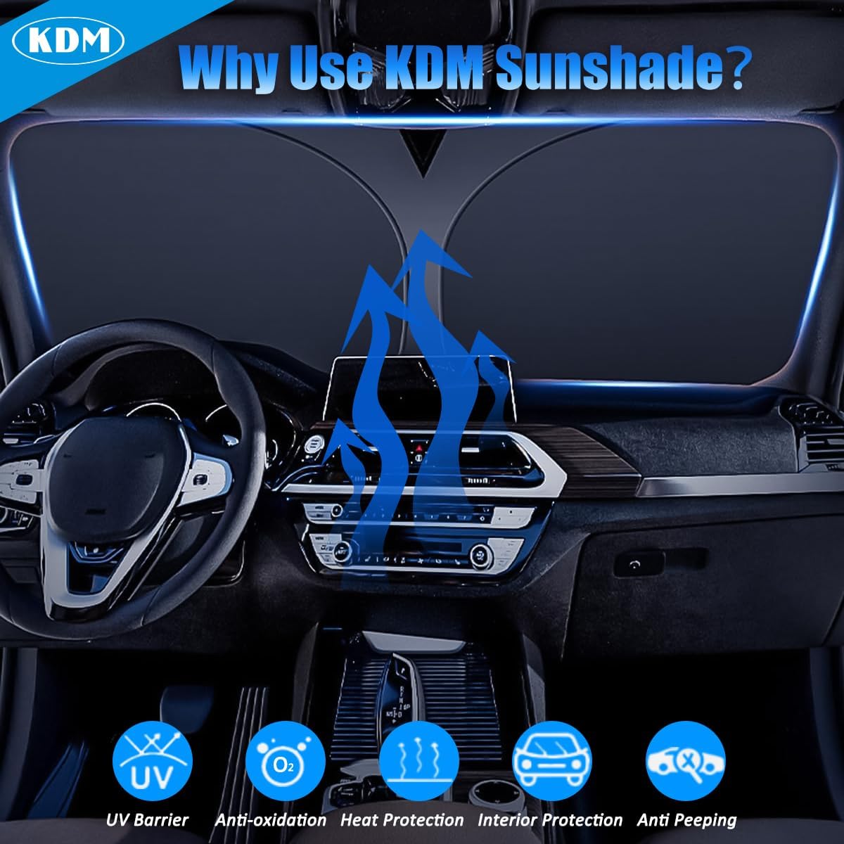 Detalle 2 de KDM Windshield Sun Shade, 210T Polyester
