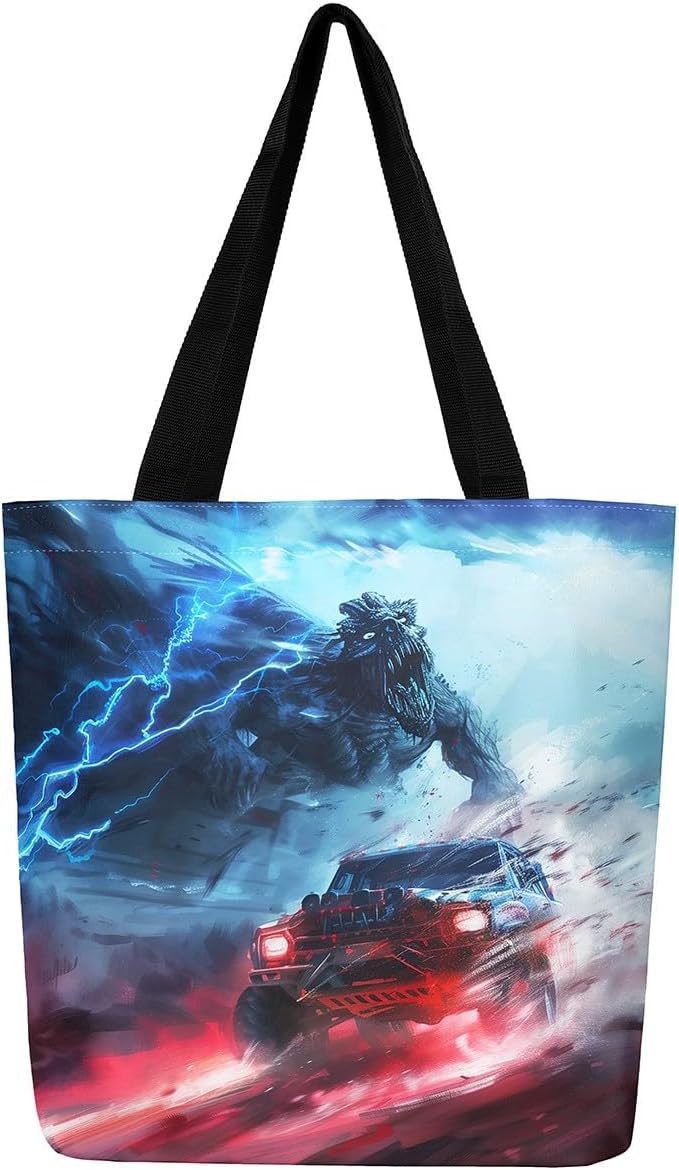 Detalle de Homewish Ocean Whale Canvas Tote Bag – nautische Canvas-Einkaufstasche in Navy und Beige