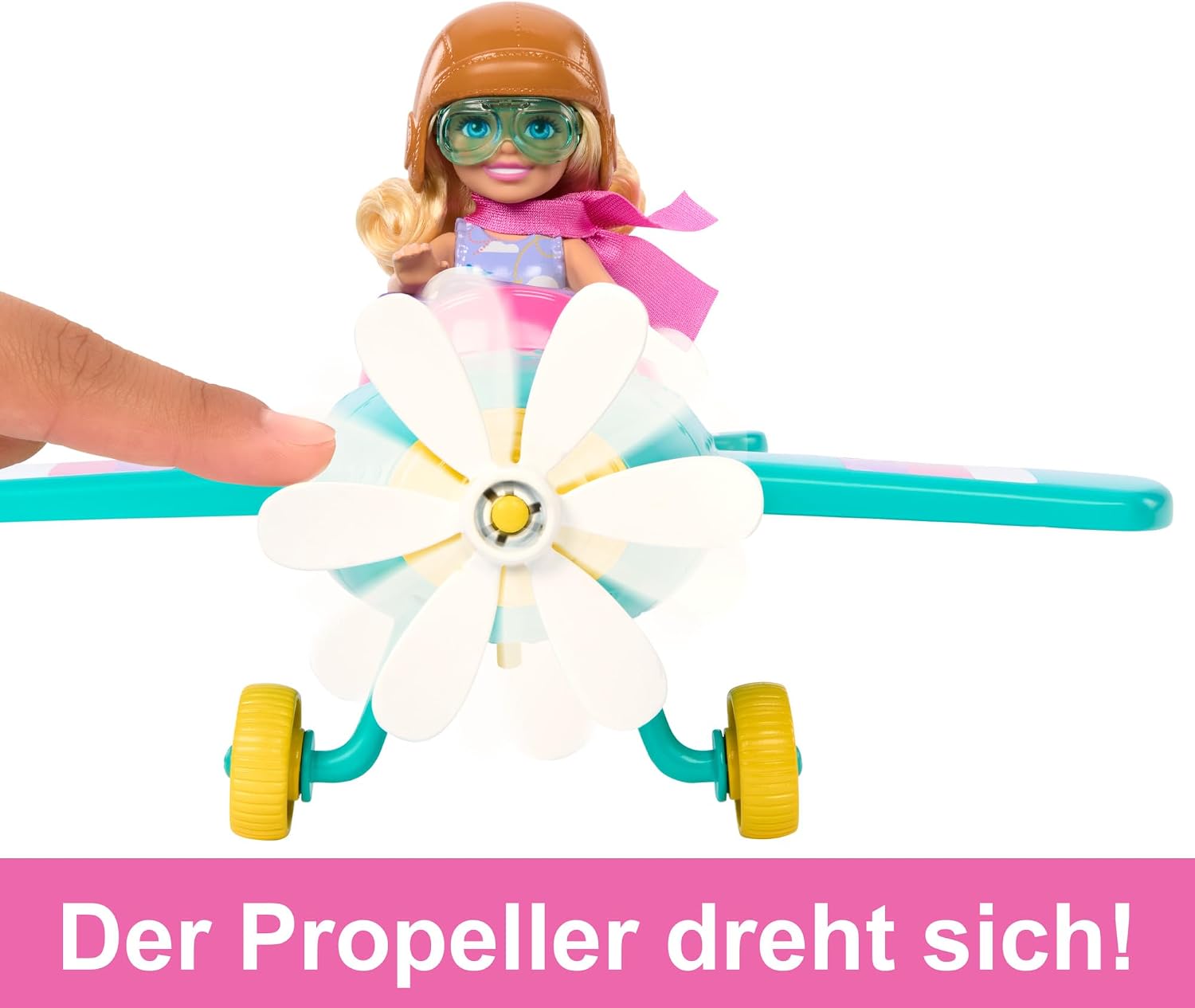 Detalle 2 de Barbie Chelsea Flugzeug Puppe & Spielset (HTK38) – Pilotenpuppe, Flugzeug, Hündchen und Zubehör