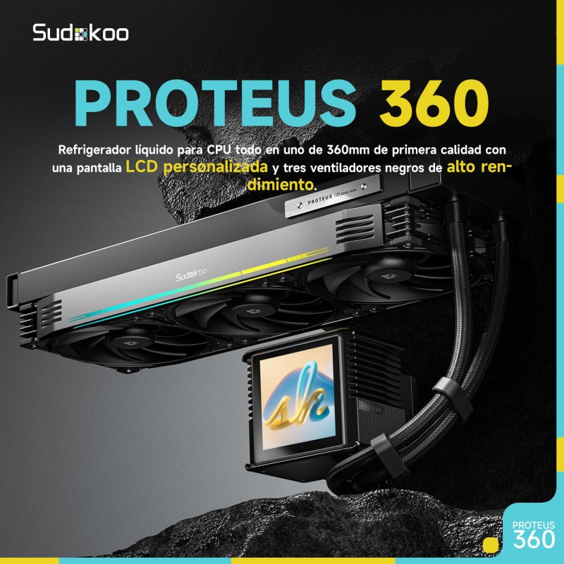 Thumbnail 3 de Sudokoo Proteus 360mm: Refrigeración líquida con LCD personalizable y 3 ventiladores