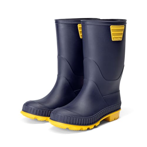Detalle de DREAM PAIRS Boys Non-Slip Wellies in Navy/Yellow (3 Big Kid)