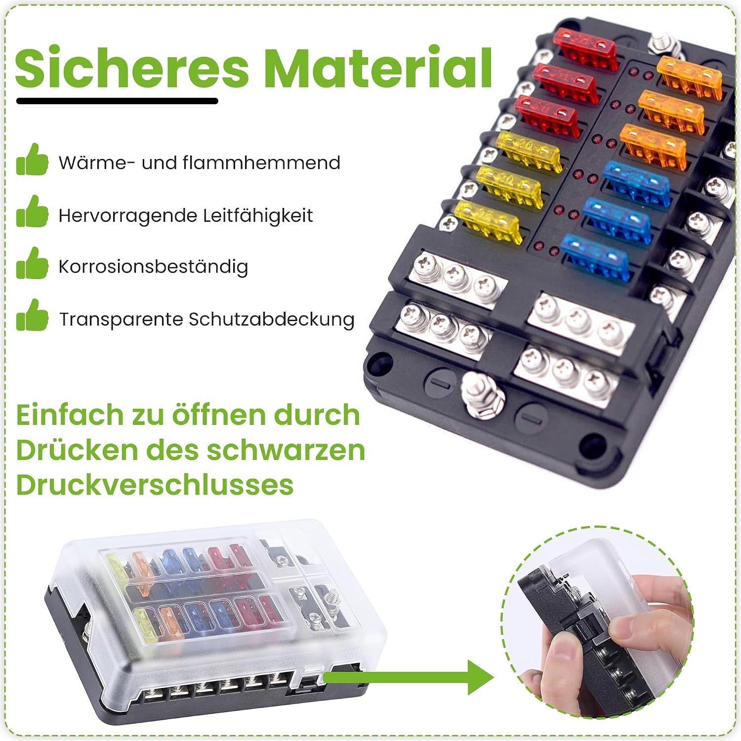 Thumbnail 2 de Offgridtec 12-fach Sicherungshalter mit LED-Anzeige, LED-Fehlererkennung und PBT-Gehäuse (inkl. 24 Flachsicherungen)