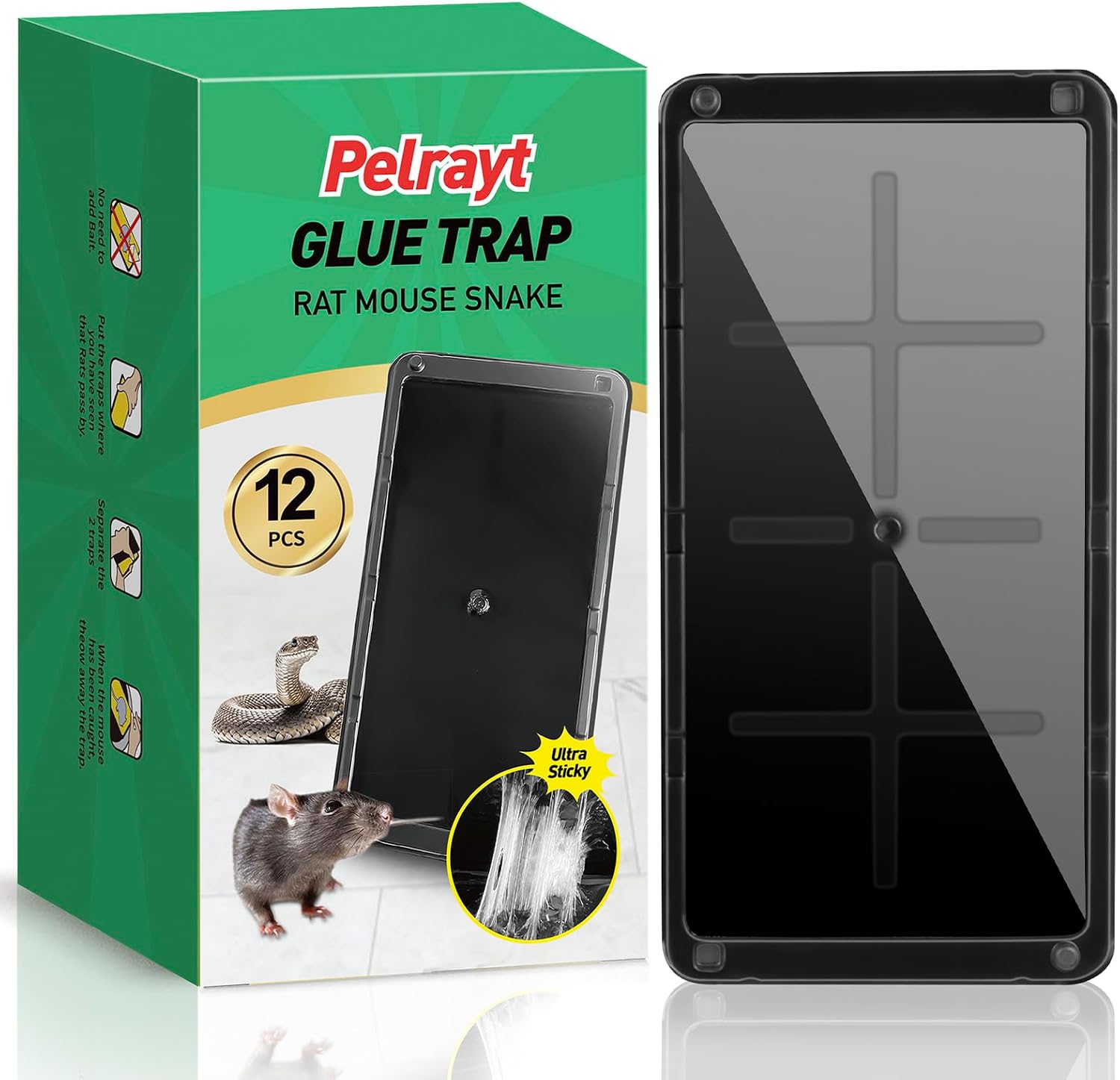 Detalle de Pelrayt sq-123 Glue Mouse Traps, 12-Pack, Peanut Butter Scented