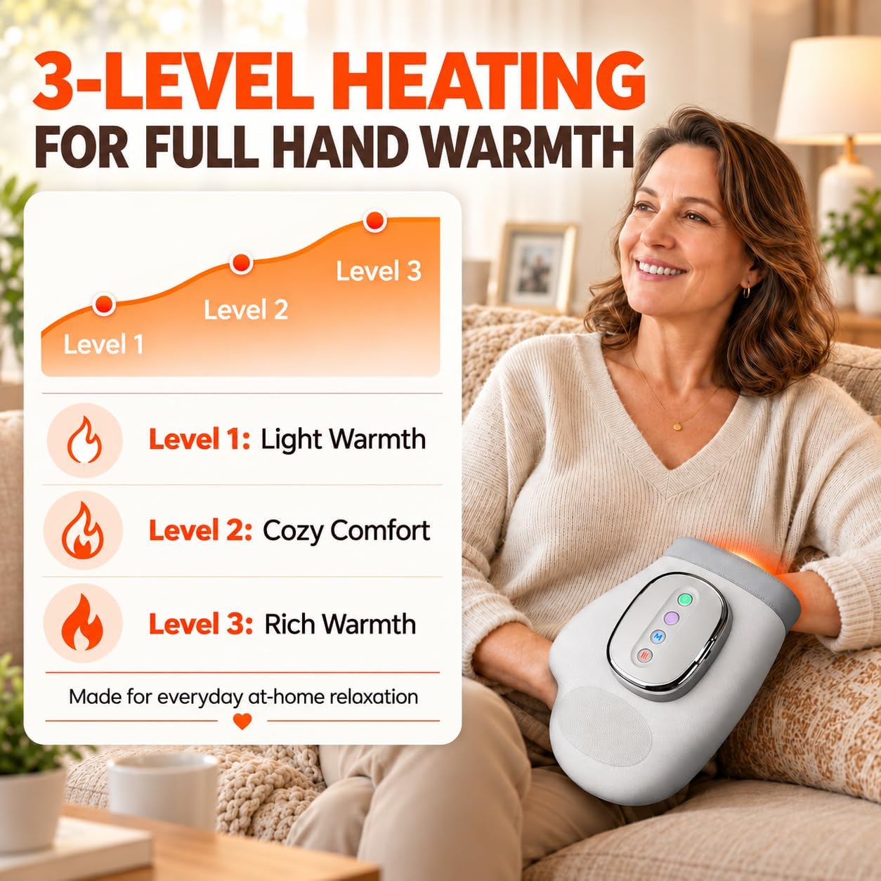 Detalle de Generic Electric Hand Massager with Heat, Compression, 3 Modes and 5 Levels