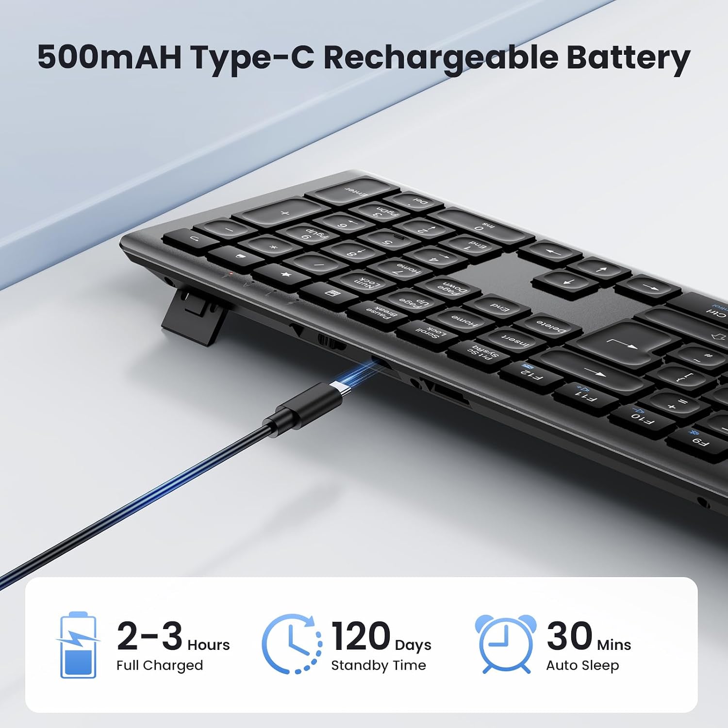 Detalle 2 de TECKNET Wireless Keyboard Rechargeable 2.4GHz Silent Full Size (UK QWERTY)