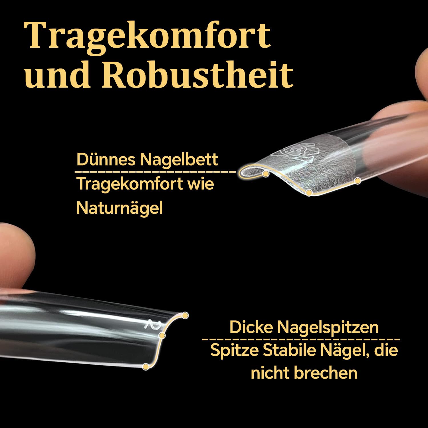 Detalle de UNA GELLA Tips für Gelnägel Extra Lange Square – 216 Stück in 12 Größen (No C-Kurve)