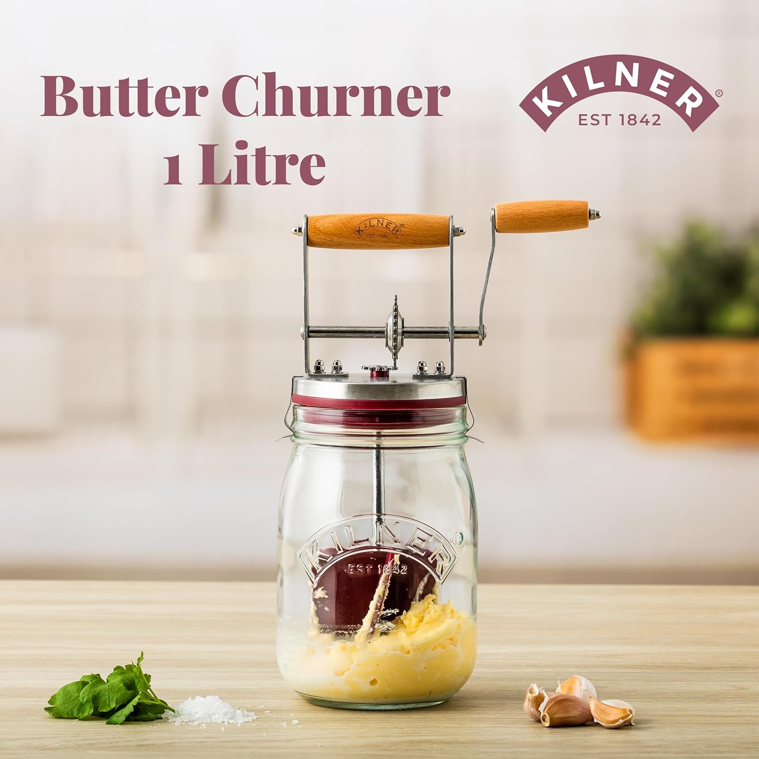 Thumbnail 1 de Kilner butter churner set 1L glass jar