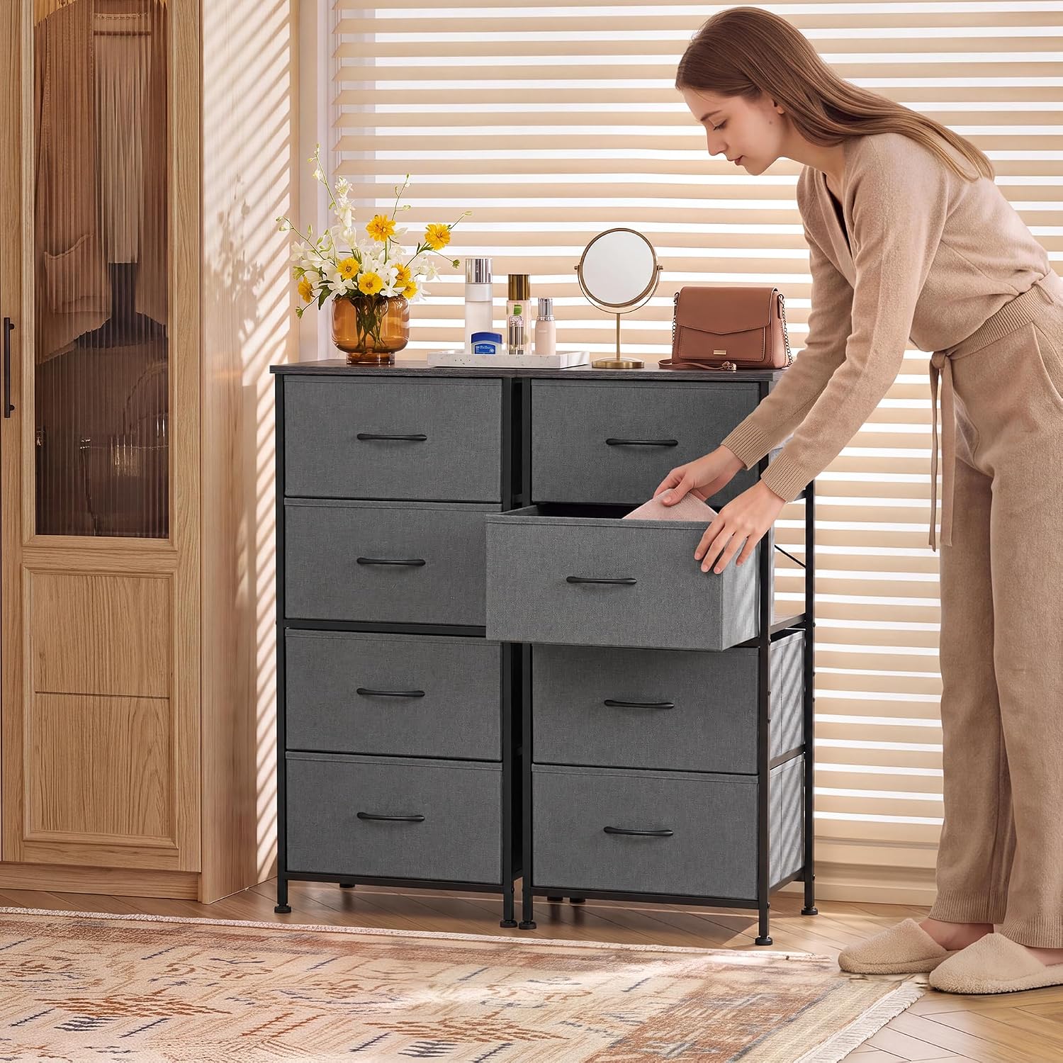 Detalle 2 de WLIVE dresser with 4 drawers storage tower