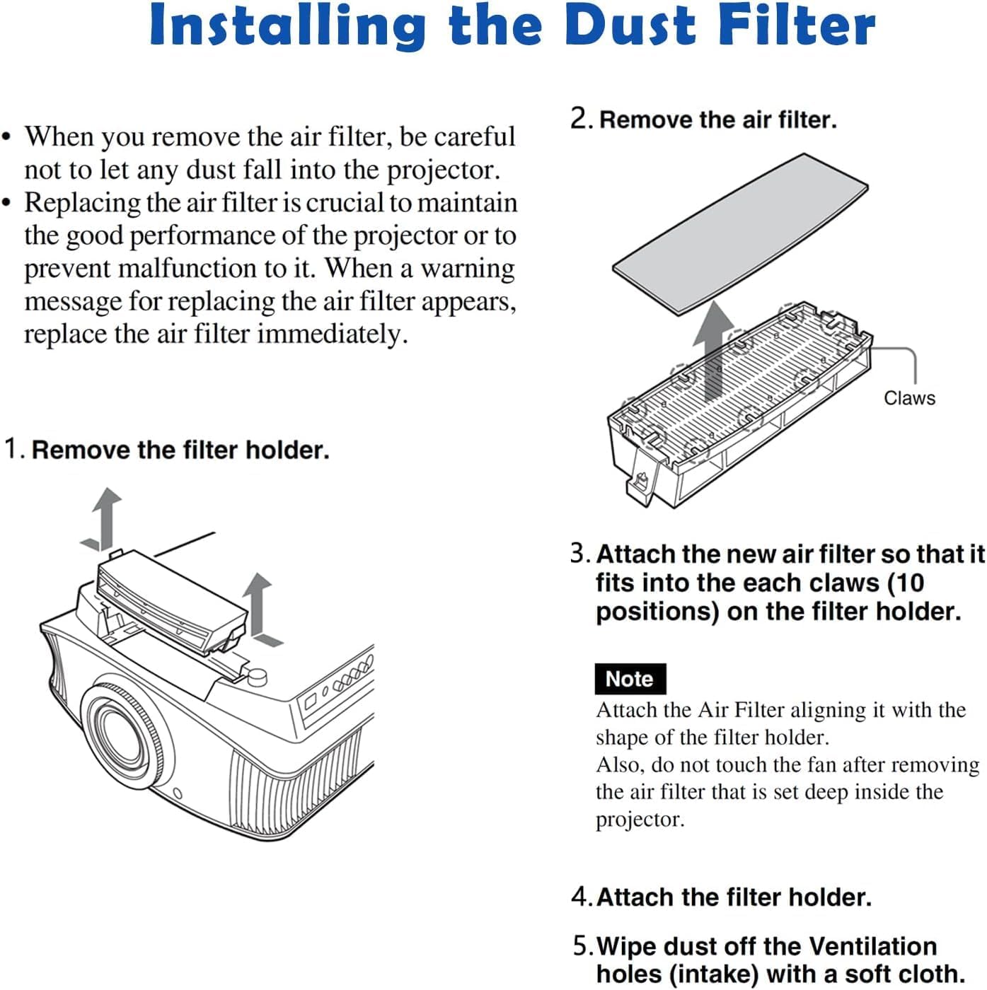 Thumbnail 5 de sieloonger VPL-VW60 Replacement Air Filter Cartridge for Sony VPL-VW40/VW50/VW60