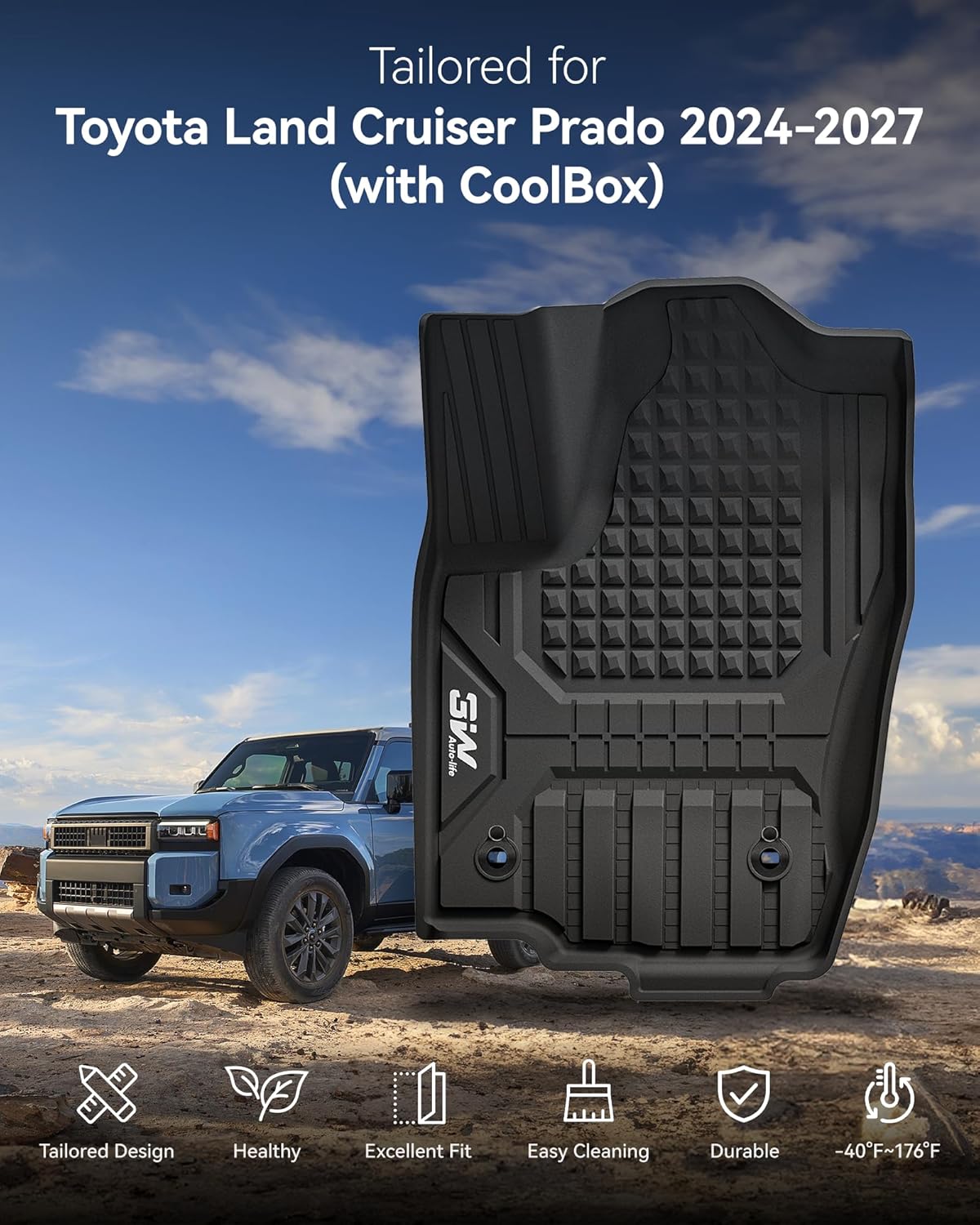 Thumbnail 1 de 3W Custom Fit Floor Mats & Cargo Liner for 2024-2027 Toyota Land Cruiser Prado