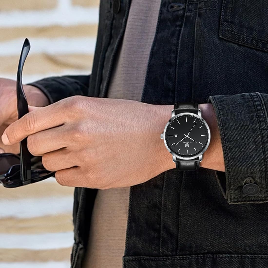 Thumbnail 5 de CHEETAH Minimalistische Herren-Uhr – Analog Quarz, 3 ATM, Lederarmband, Datum