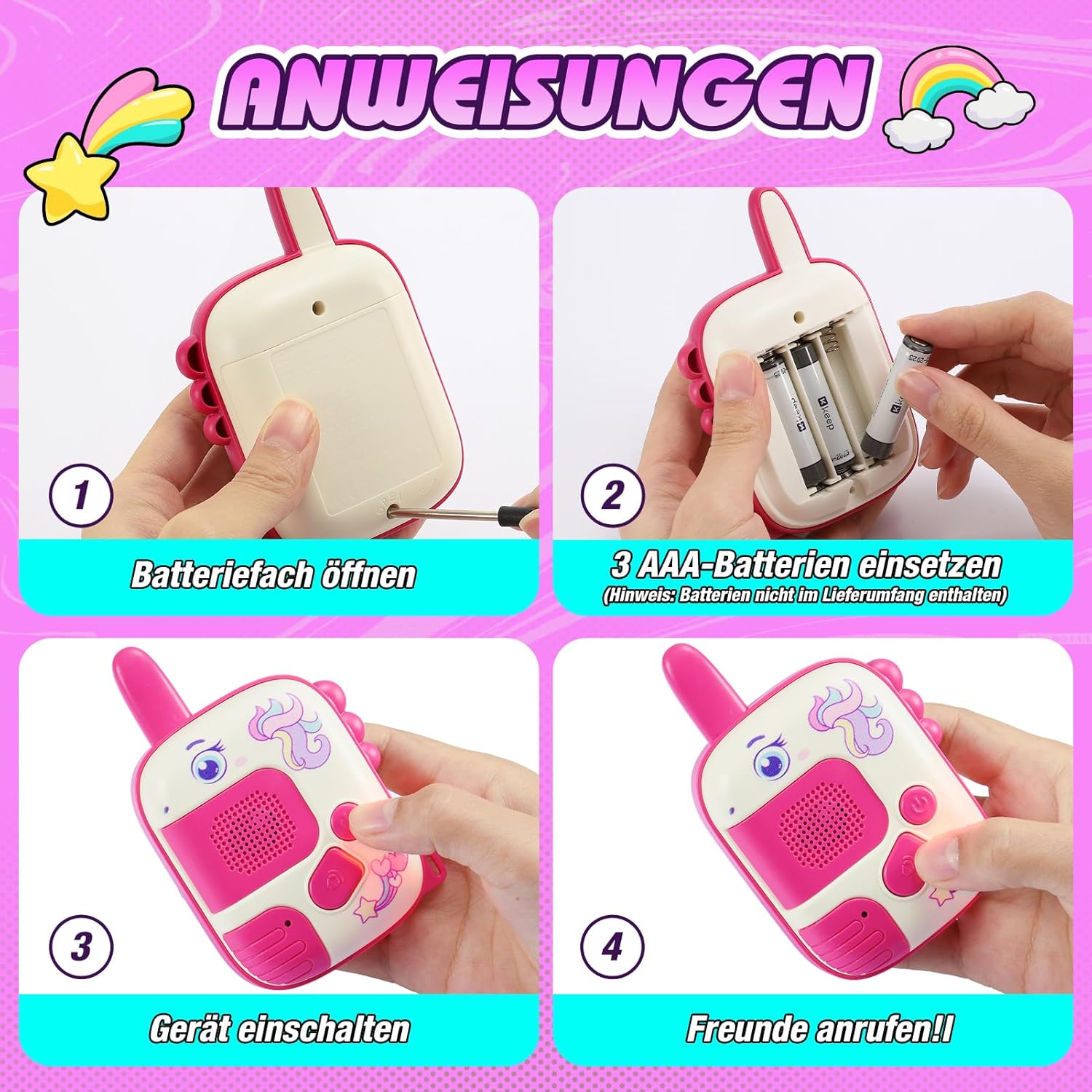 Thumbnail 3 de Wootoyz Walkie Talkies for Kids – Unicorn & Dinosaur Toys for 3–7 Year Old Girls
