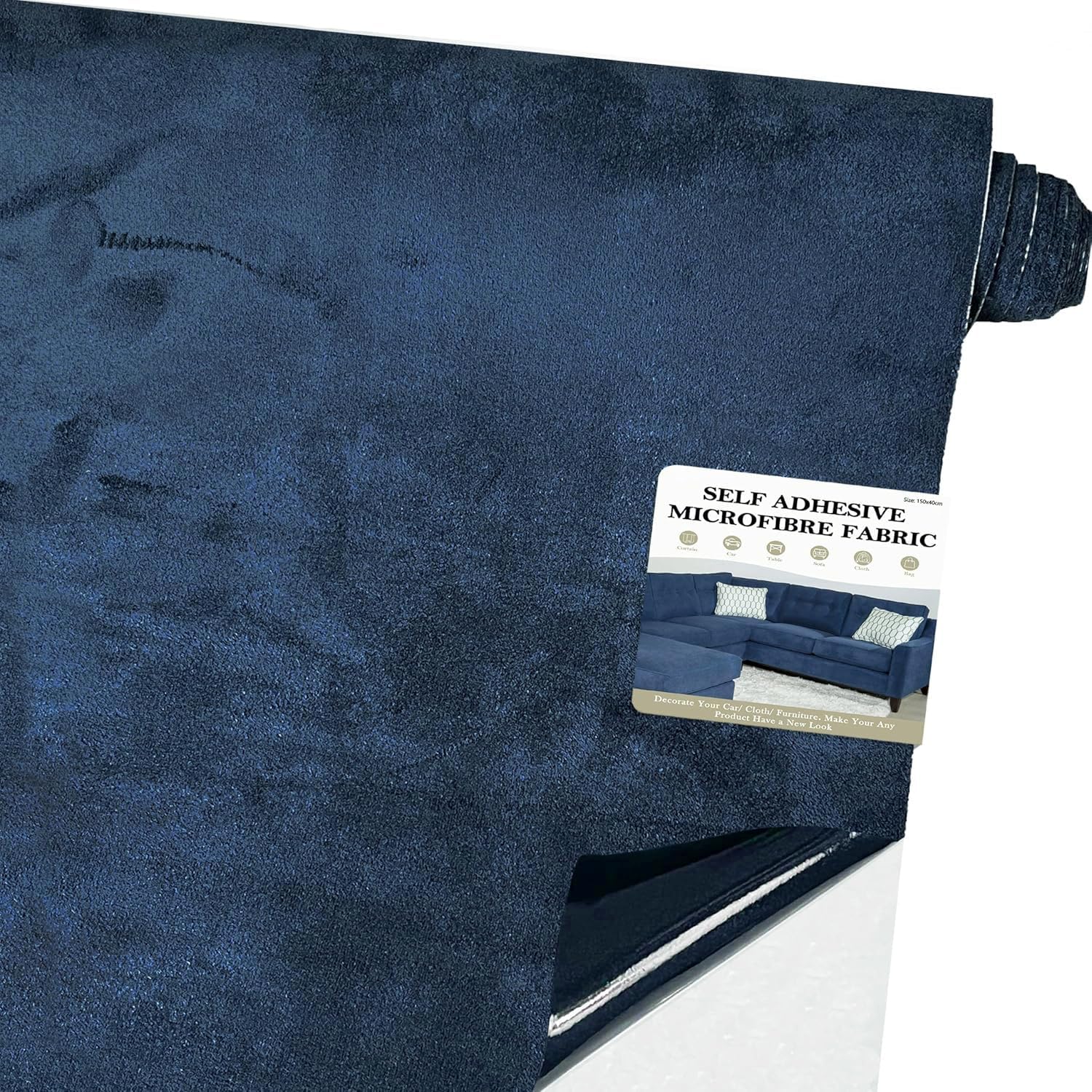 Thumbnail 6 de Fondlife Tissu en microfibre autocollant pour cockpit – daim velours gris blanc, 150x40 cm