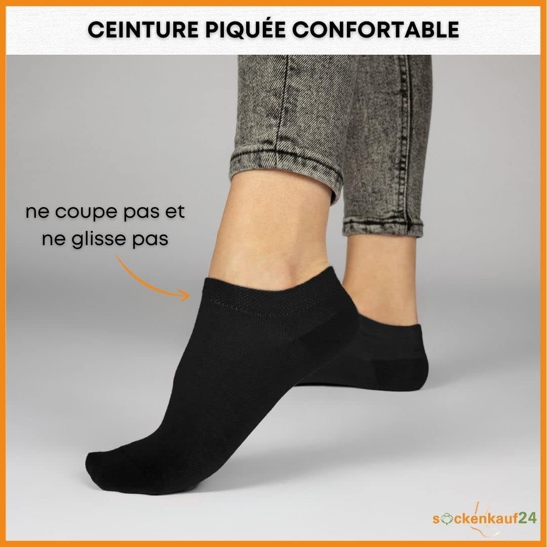 Detalle de sockenkauf24 – Lot de 10 paires de chaussettes basses coton respirantes homme/femme