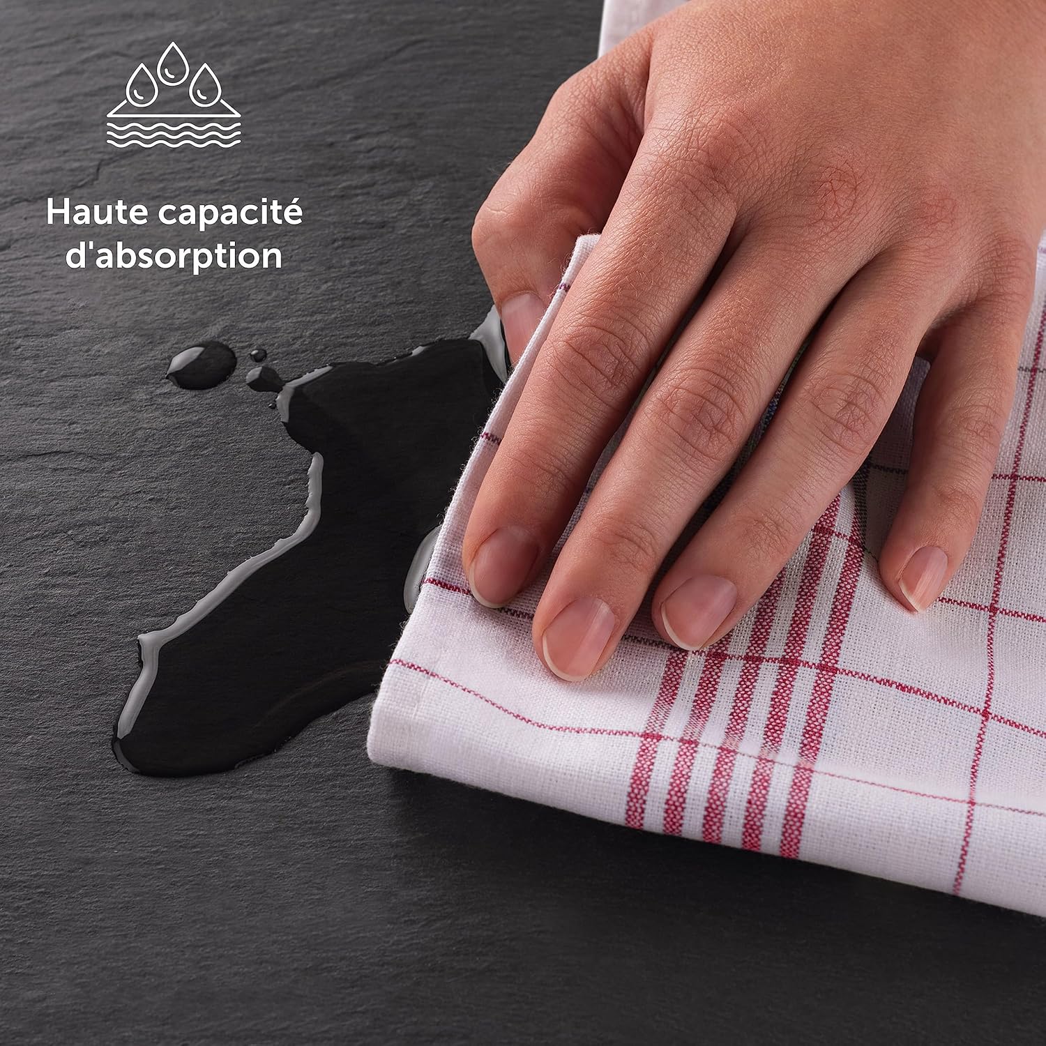 Thumbnail 2 de Ensemble de torchons cuisine Blumtal Premium 50x70 cm en coton – lot de 10, Oeko-TEX, lavables jusqu’à 95°C – rouge à carreaux