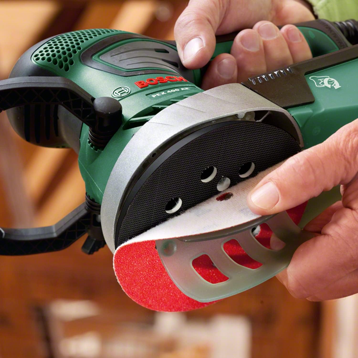 Thumbnail 1 de Bosch PEX 400 AE levigatrice rotorbitale 370 W con sistema microfiltro e cambio carta assistito (06033A4000)