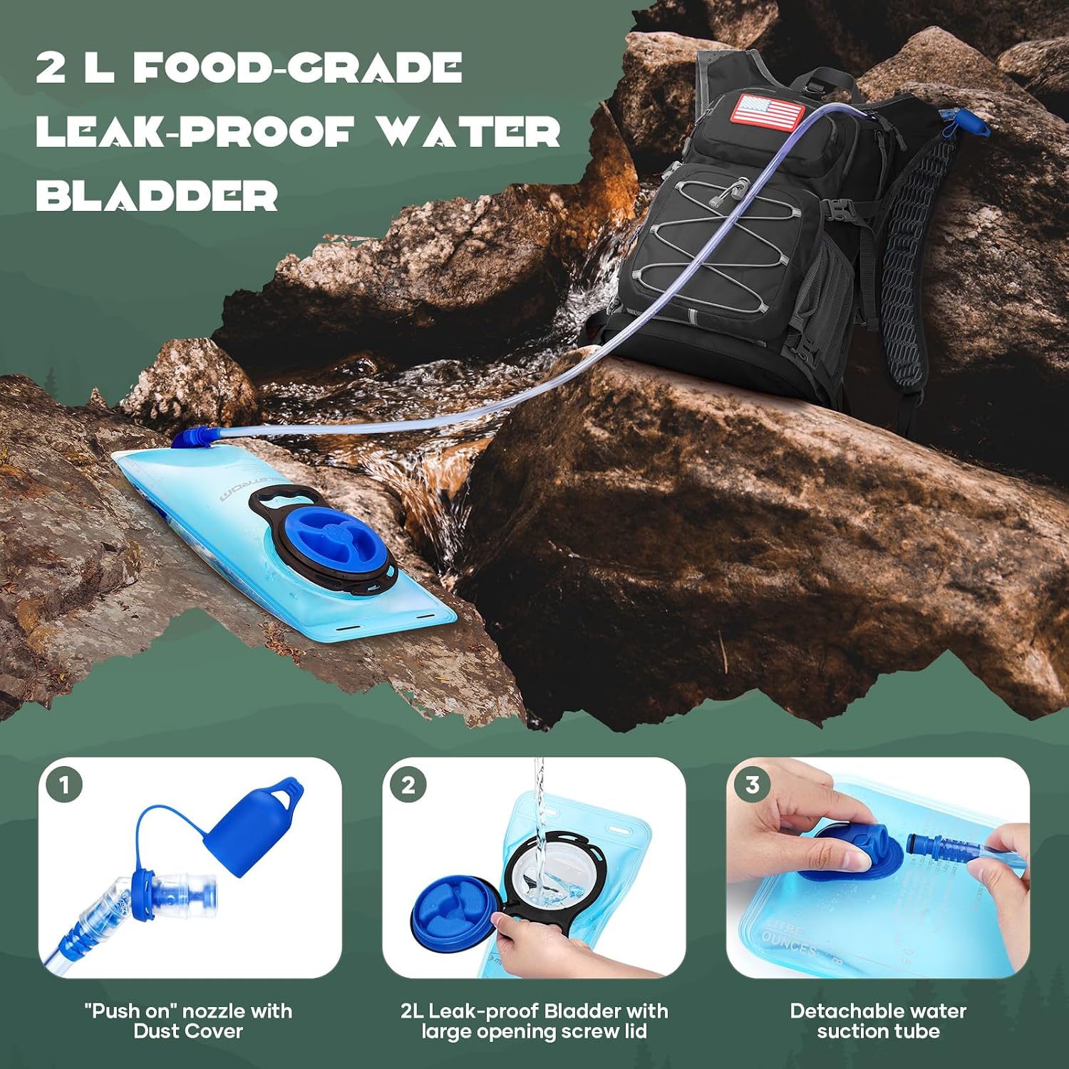 Thumbnail 3 de Maelstrom Lightweight Hydration Hiking Backpack with 2L/3L Water Bladder