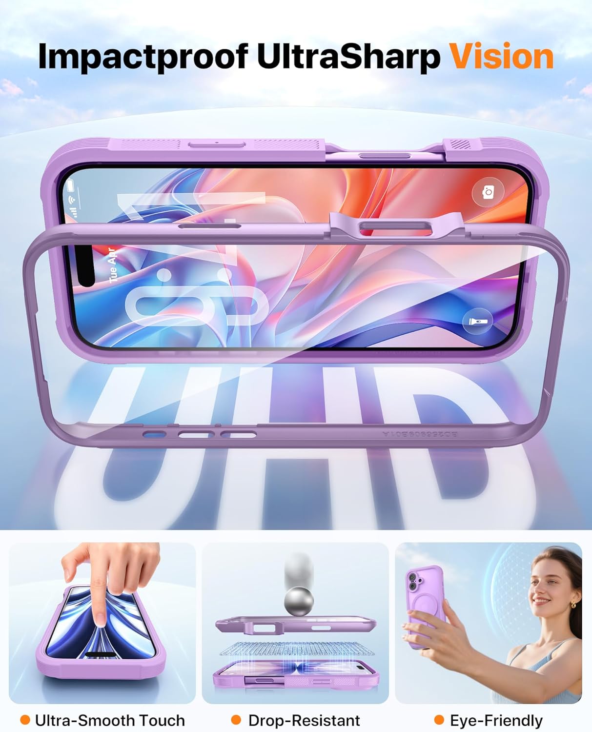 Thumbnail 4 de Diaclara Magnetic iPhone 17 Case 6.3-Inch (Purple) with MagSafe & built-in screen protector