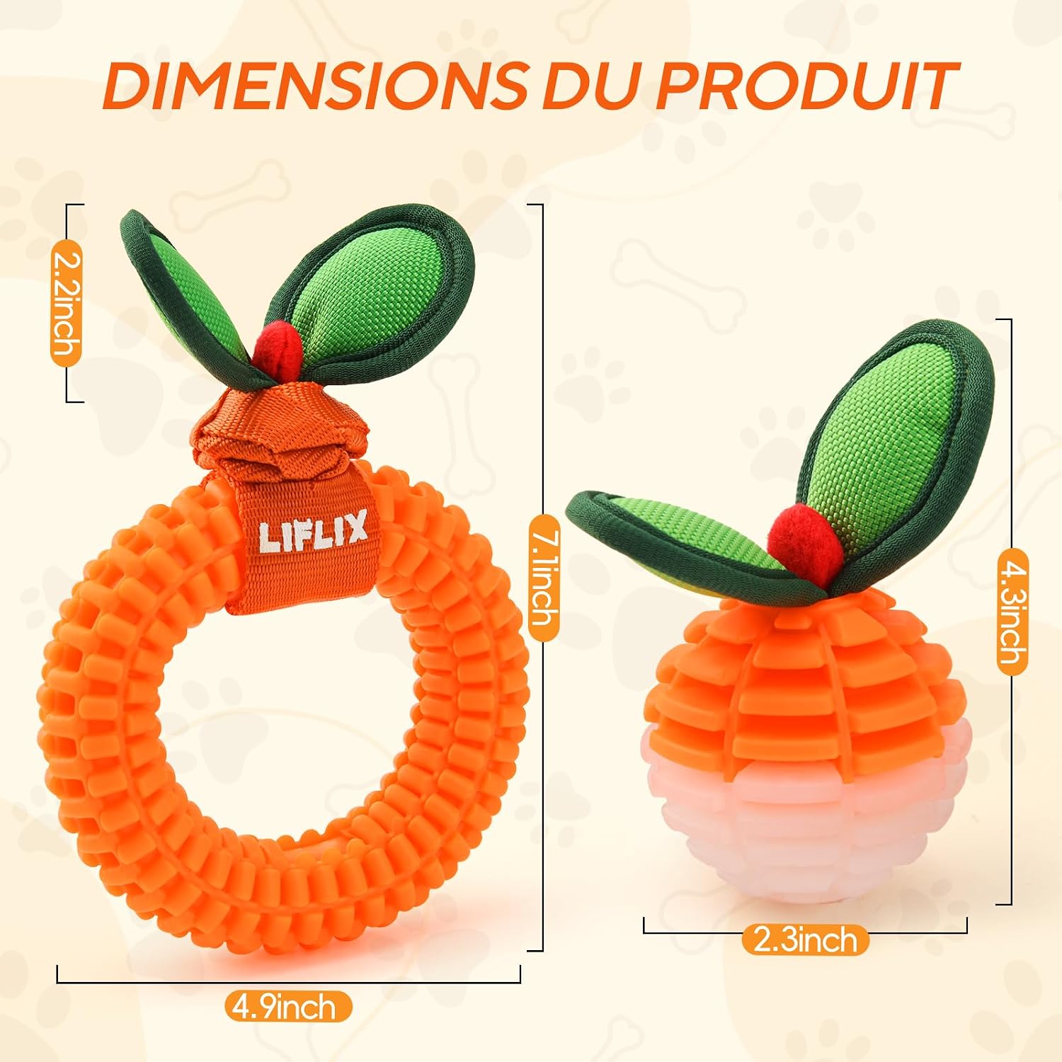 Detalle 2 de LIFLIX Lot de 2 Jouets Résistants à mâcher pour Chiens — TPU, nettoyage dentaire et dentition des chiots (petite et moyenne taille)