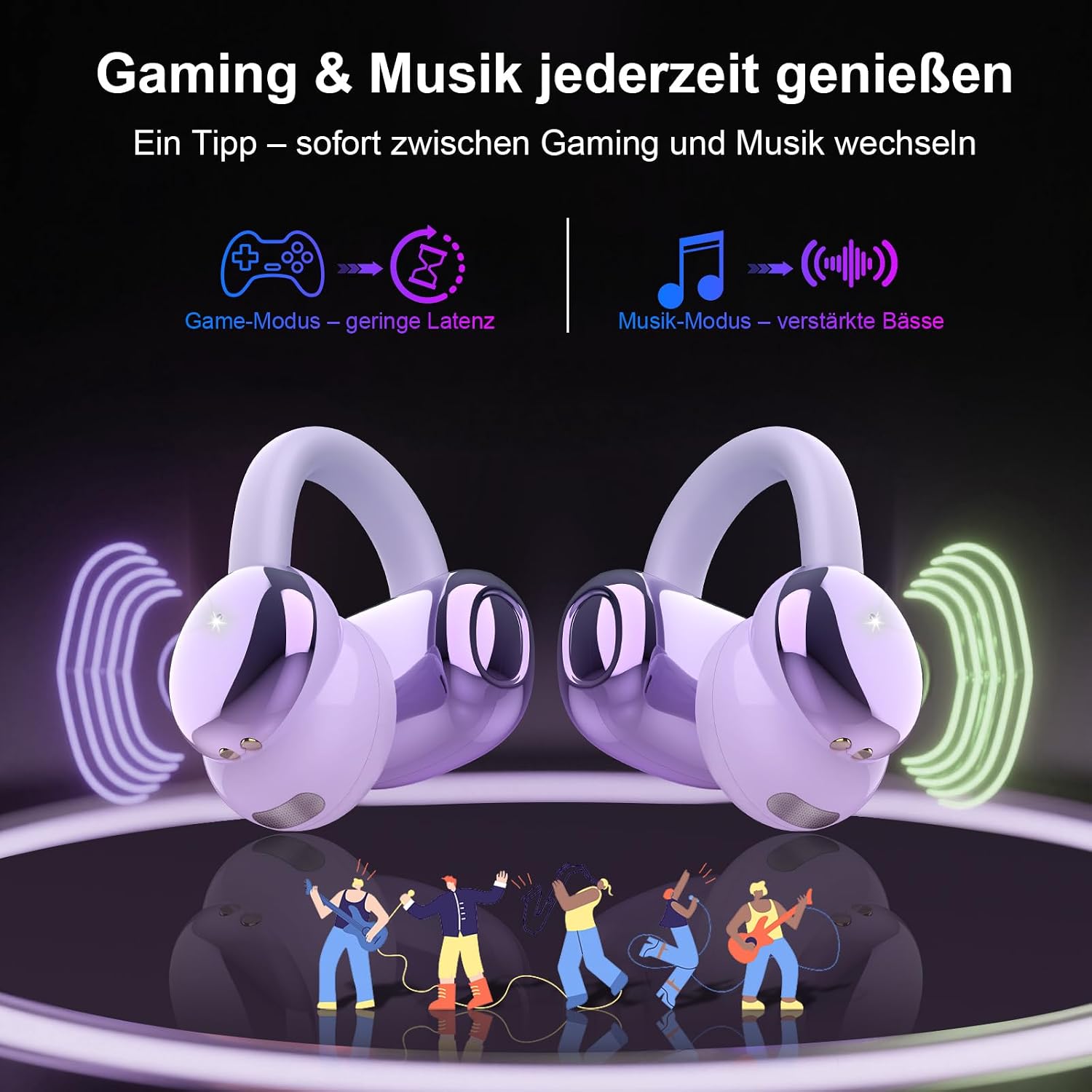 Detalle de Open Ear Bluetooth Kopfhörer 5.4 mit Clip-Design – 48 Std Laufzeit, IPX7, DNN Geräuschunterdrückung